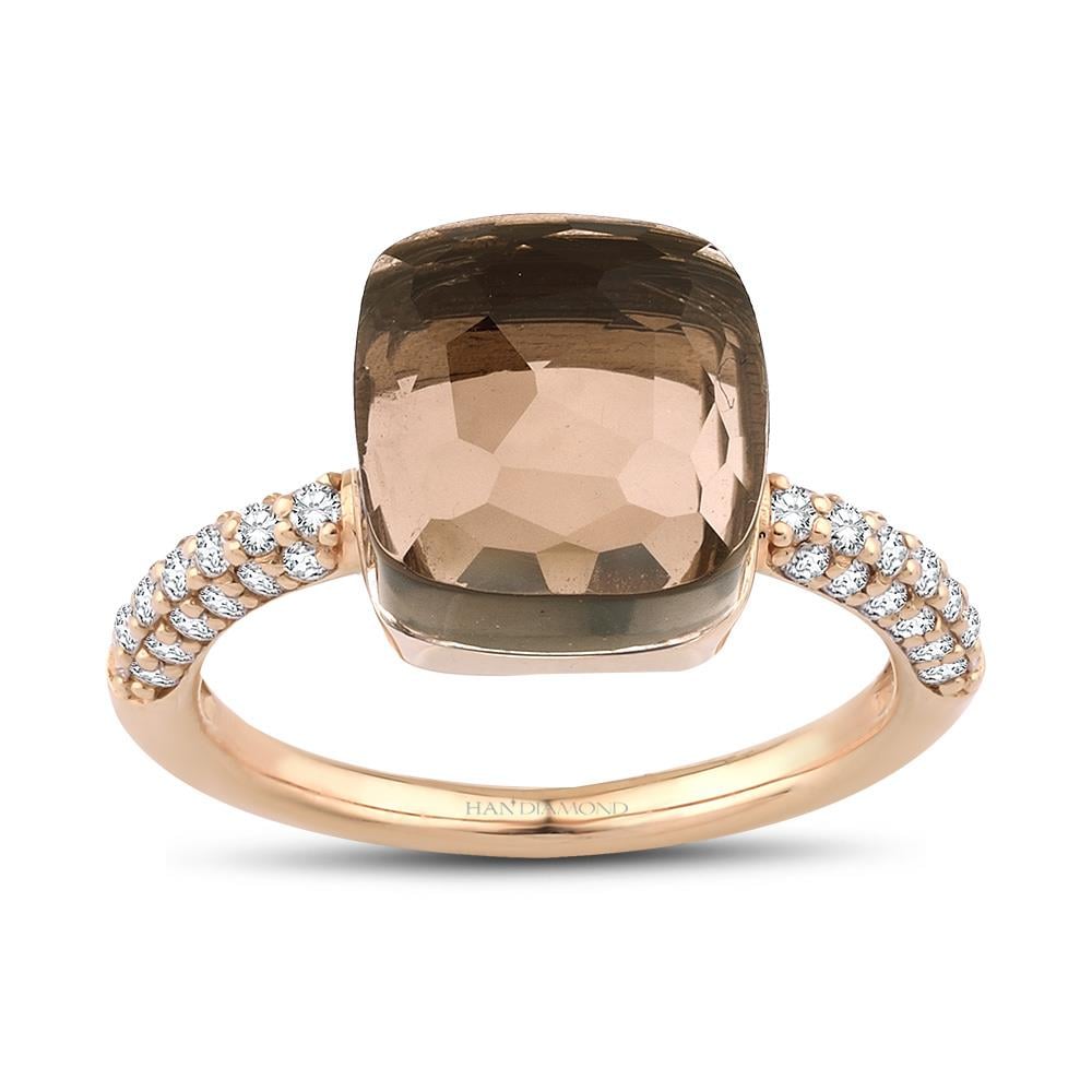 6.41 Karat Pırlanta Smoky Topaz Yüzük