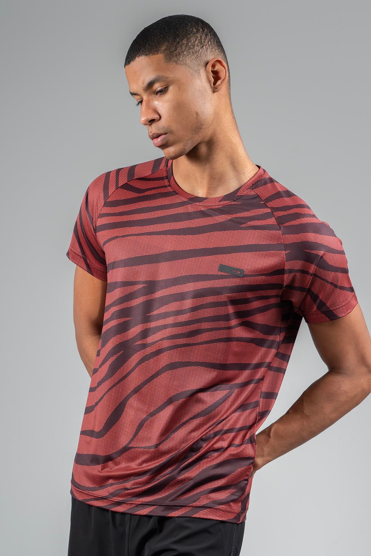 Maraton Active Regular Erkek Bisiklet Yaka  Reglan Kol Koşu Kırmızı T-shirt 22734
