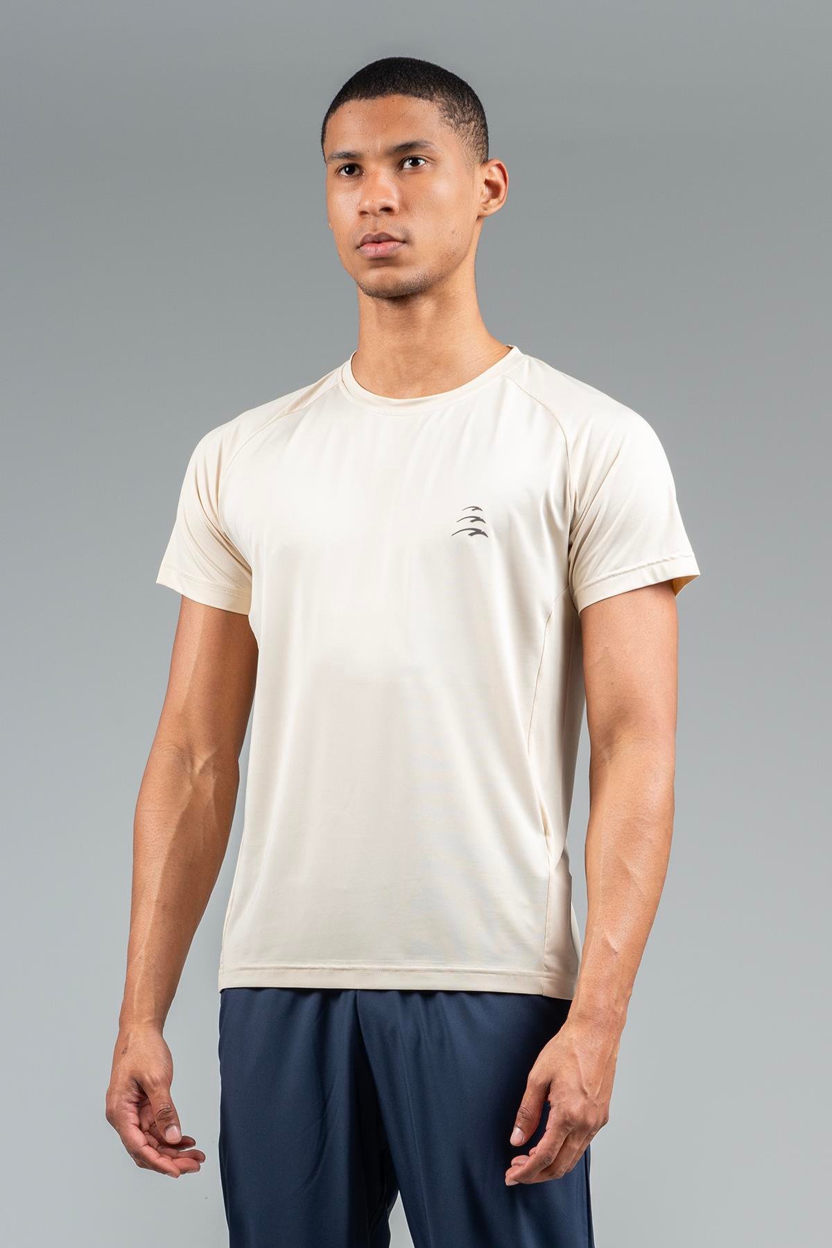 Maraton Active Regular Erkek Bisiklet Yaka  Reglan Kol Koşu Kil Rengi T-shirt 22561