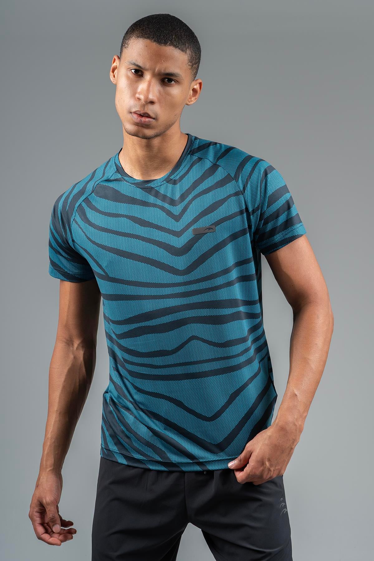 Maraton Active Regular Erkek Bisiklet Yaka  Reglan Kol Koşu Turkuaz T-shirt 22734