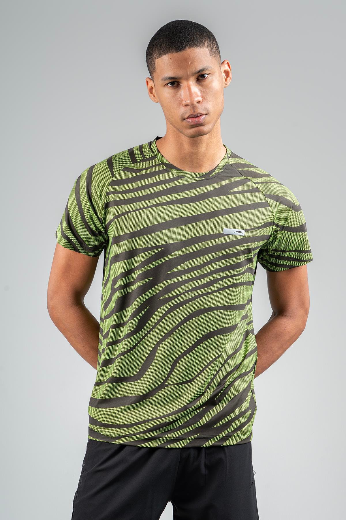 Maraton Active Regular Erkek Bisiklet Yaka  Reglan Kol Koşu Neon Yeşil T-shirt 22734