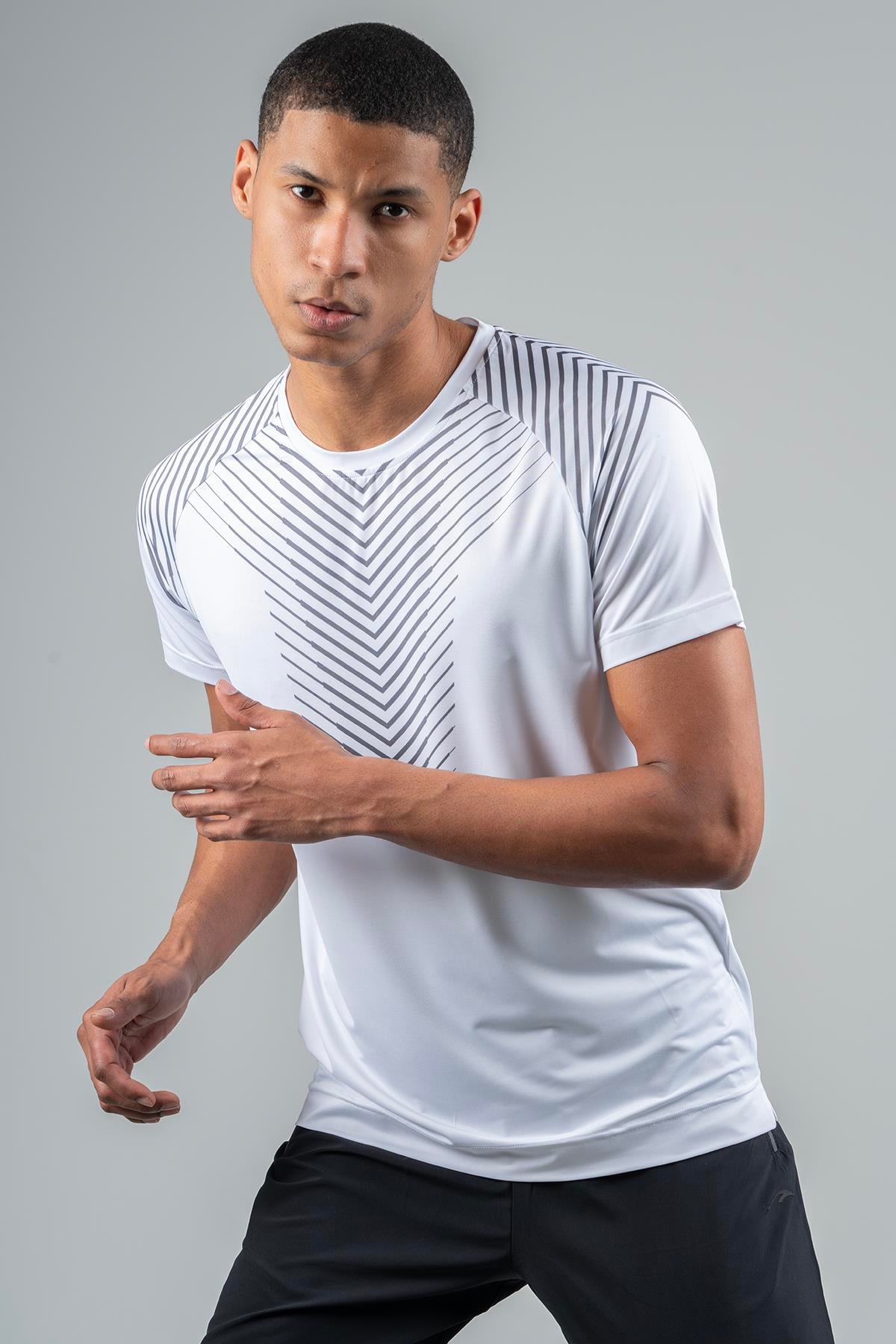 Maraton Active Regular Erkek Bisiklet Yaka  Reglan Kol Koşu Beyaz T-shirt 23219
