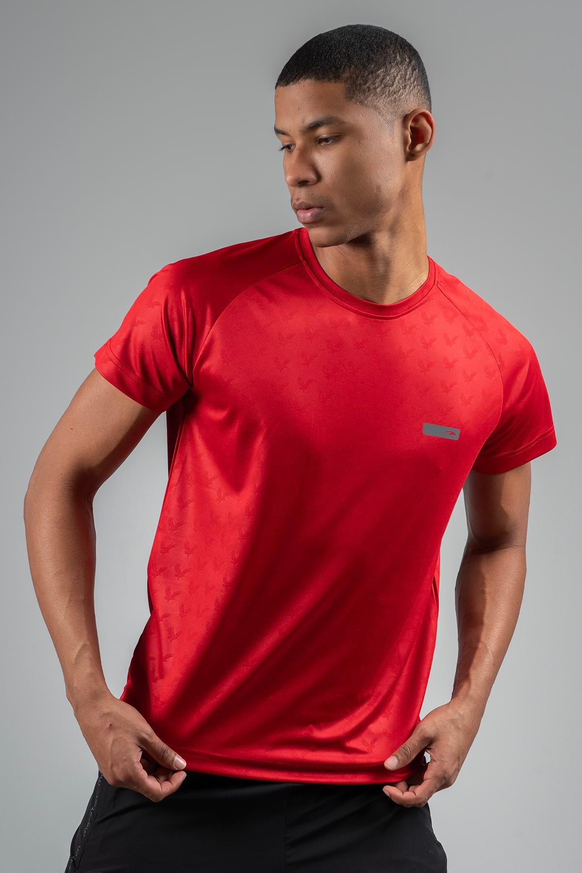 Maraton Active Regular Erkek Bisiklet Yaka  Reglan Kol Koşu Kırmızı T-shirt 22742