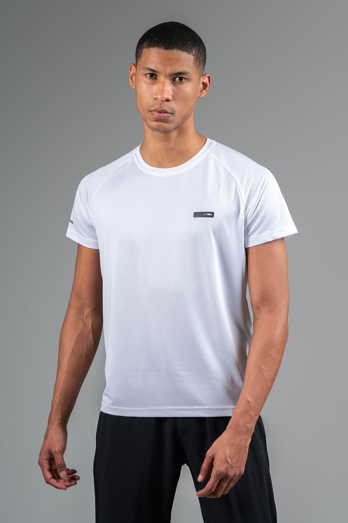 Maraton Active Regular Erkek Bisiklet Yaka  Reglan Kol Koşu Beyaz T-shirt 22750