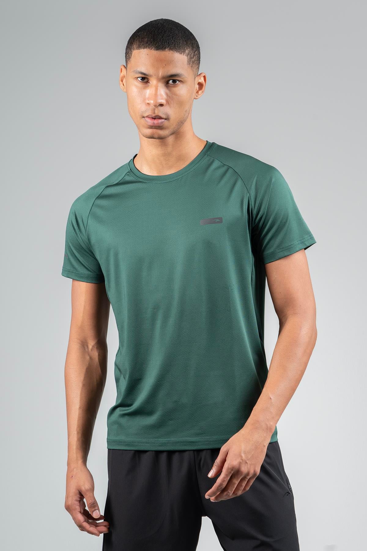 Maraton Active Regular Erkek Bisiklet Yaka  Reglan Kol Koşu Yeşil T-shirt 22750