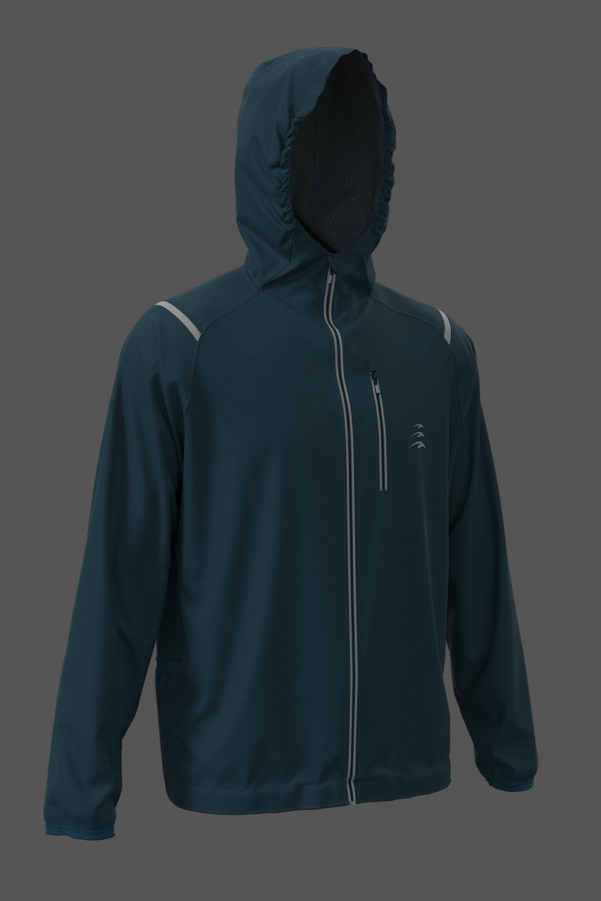 Maraton Active Regular Erkek Kapşonlu  Reglan Kol Koşu Açık Laciver Yağmurluk 21663
