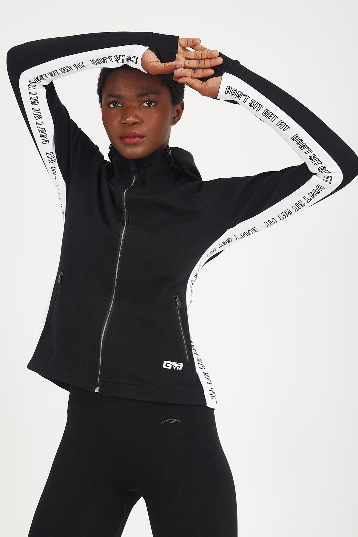 Maraton Active Regular Kadın Kapşonlu  Uzun Kol Gym Tracktop 18234