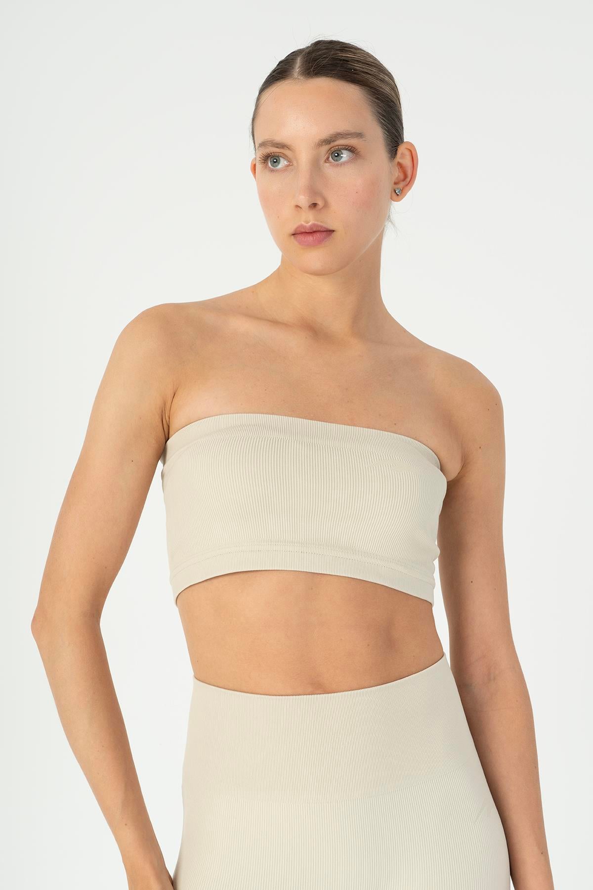 Maraton Active SlimFit Kadın Askısız  Kolsuz Koşu Kil Rengi Bra 813096