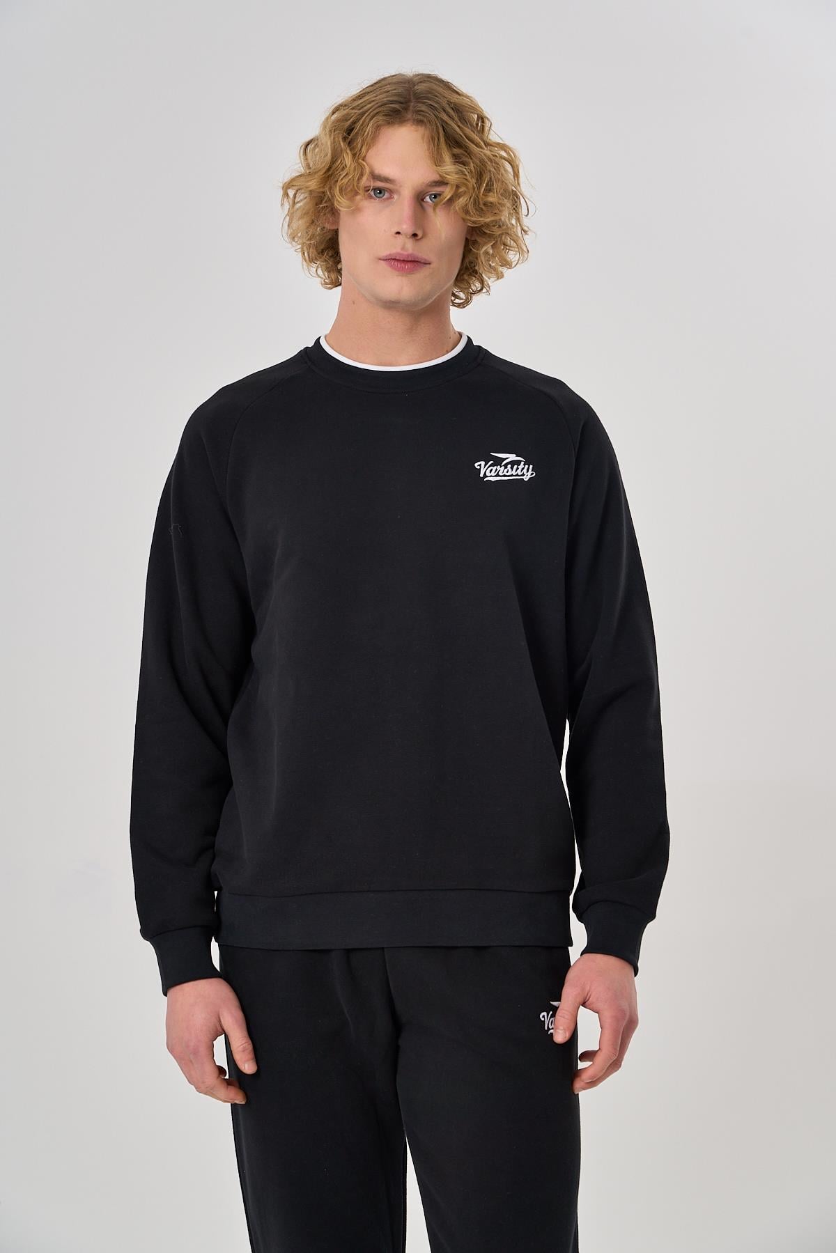 Maraton Comfort Erkek Bisiklet Yaka  Siyah- Sweatshirt