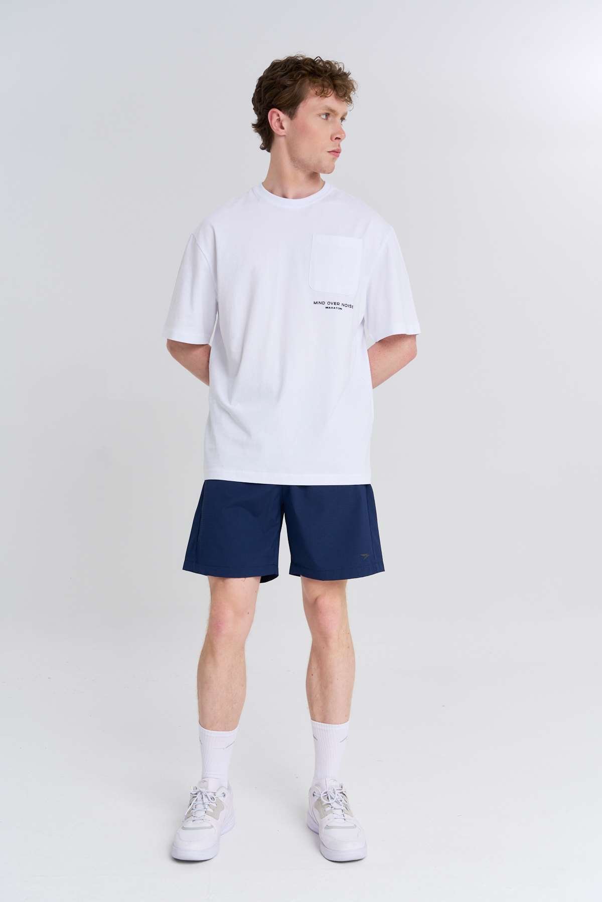 Maraton  Erkek Bisiklet Yaka  Beyaz- T-shirt