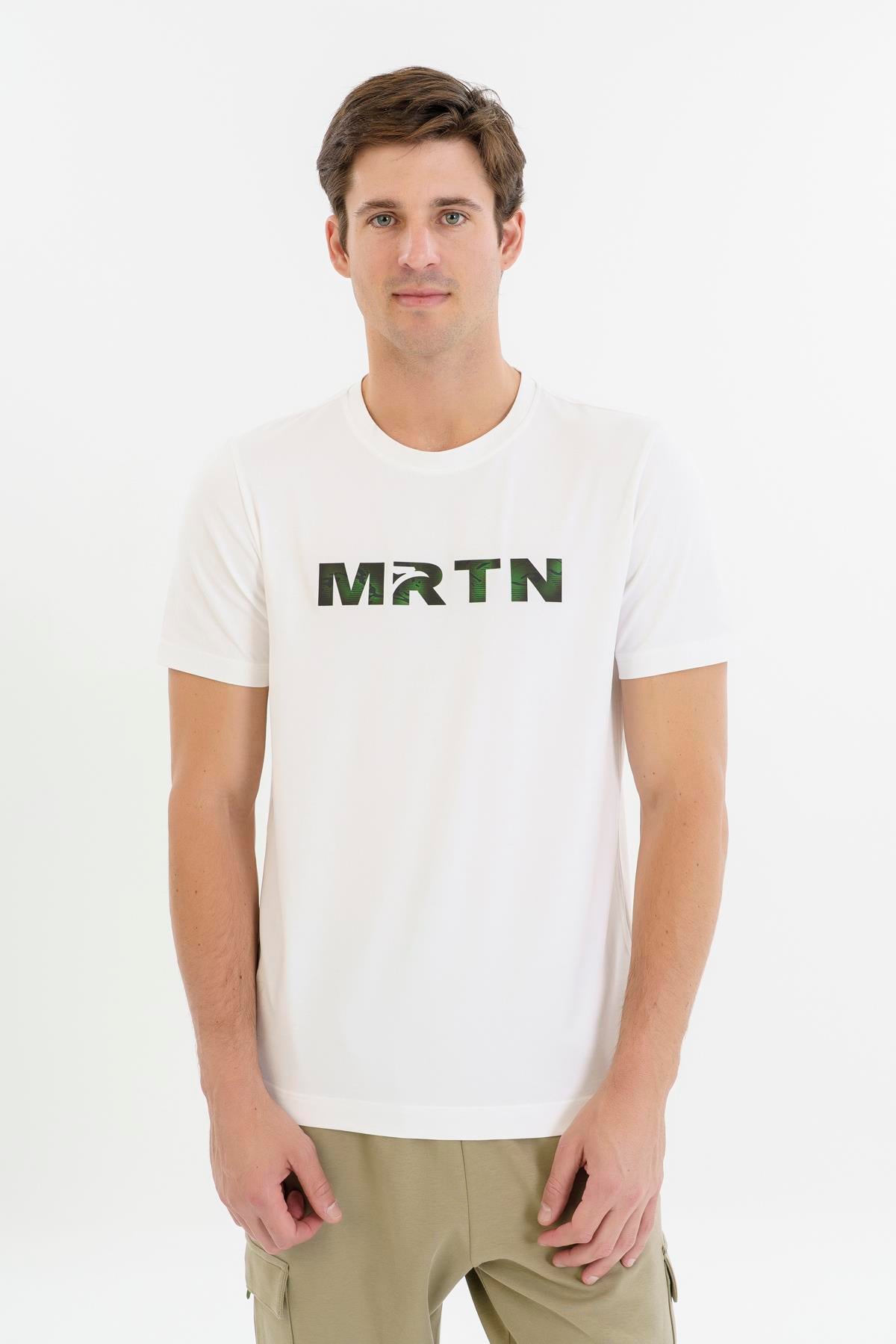 Maraton Regular Erkek Bisiklet Yaka  Kısa Kol Beyaz T-shirt 23587