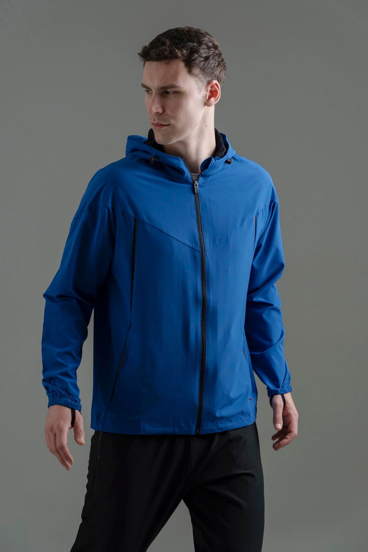 Maraton Regular Erkek Kapüşonlu  Reglan Kol Saks Eşofman Üstü 23544