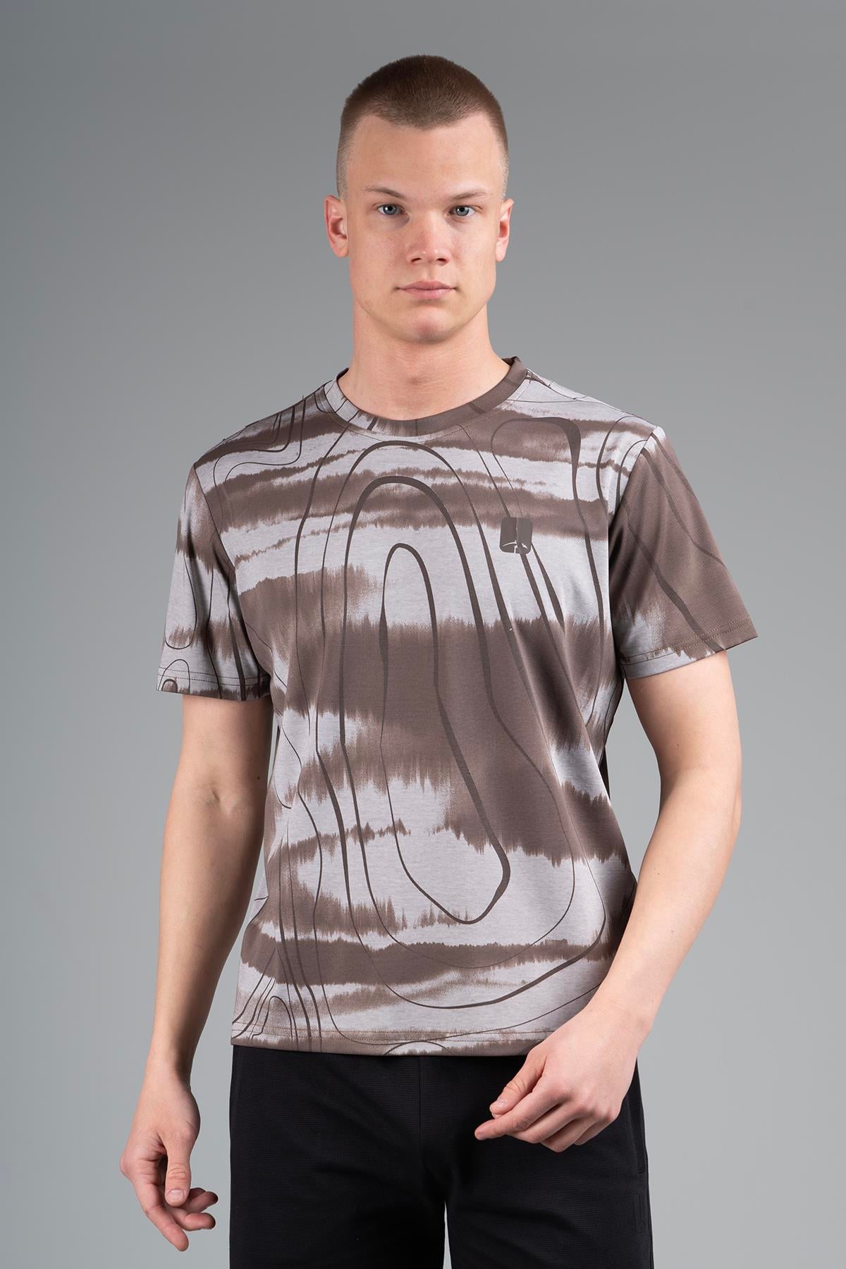 Maraton Sportswear Regular Erkek Bisiklet Yaka  Kısa Kol Basic Kakao T-shirt 22486