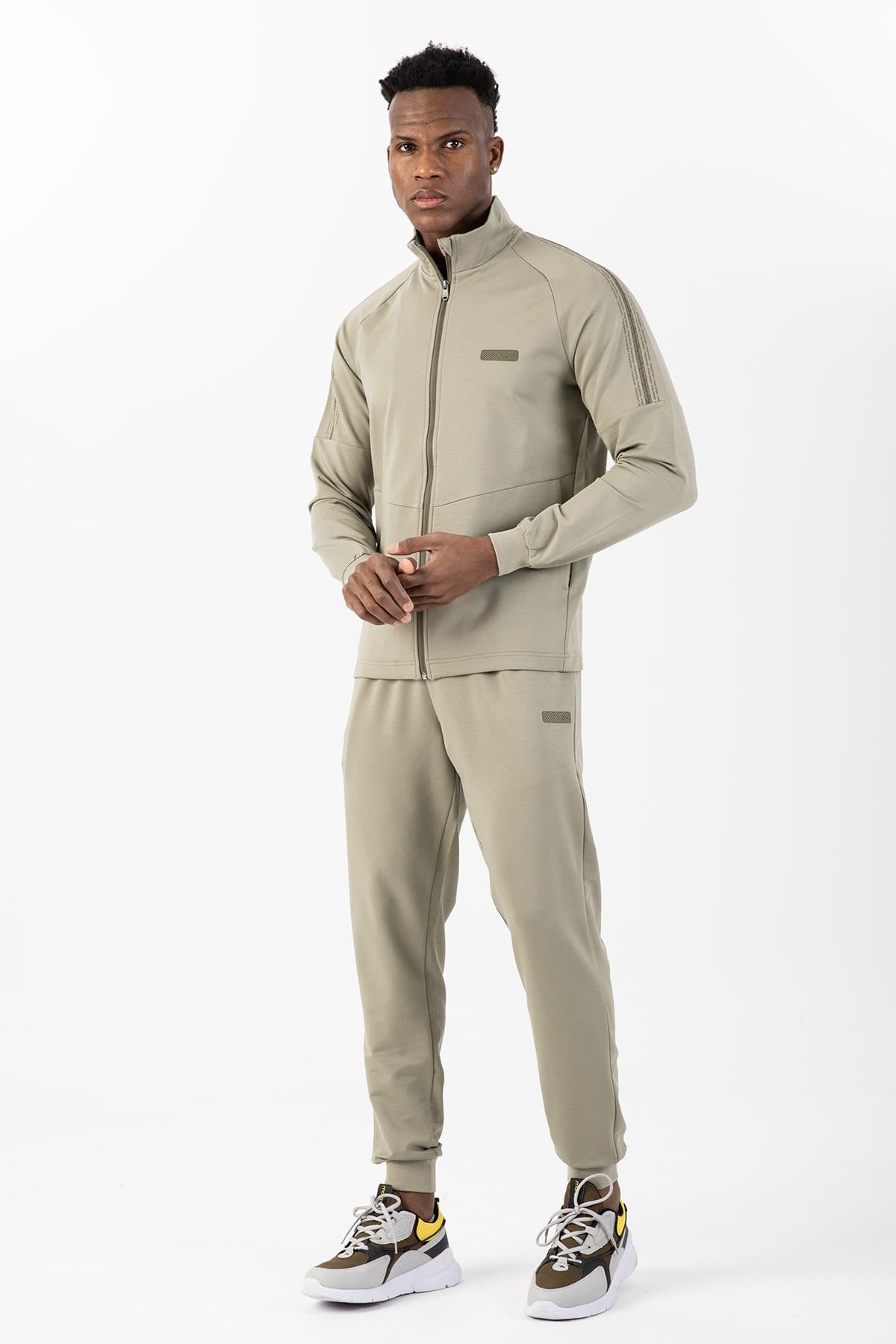 Maraton Sportswear Regular Erkek Dik Yaka Ribana Paça Reglan Kol Basic  Eşofman Takımı 22438
