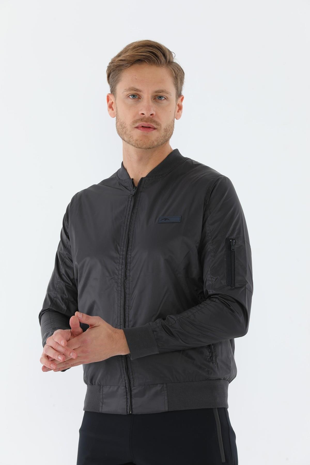 Maraton Sportswear SlimFit Erkek Hakim Yaka  Uzun Kol Basic Tracktop 18693