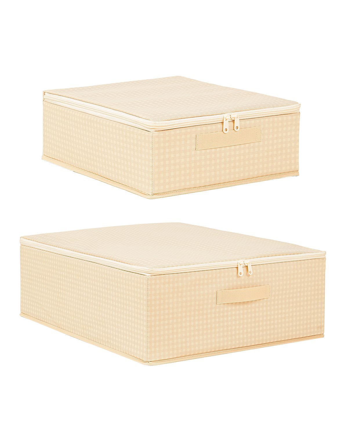 2'li Bej Pötikare Destekli Kutu Hurç Set 31 x 38 x 12 + 45 x 55 x 18 cm