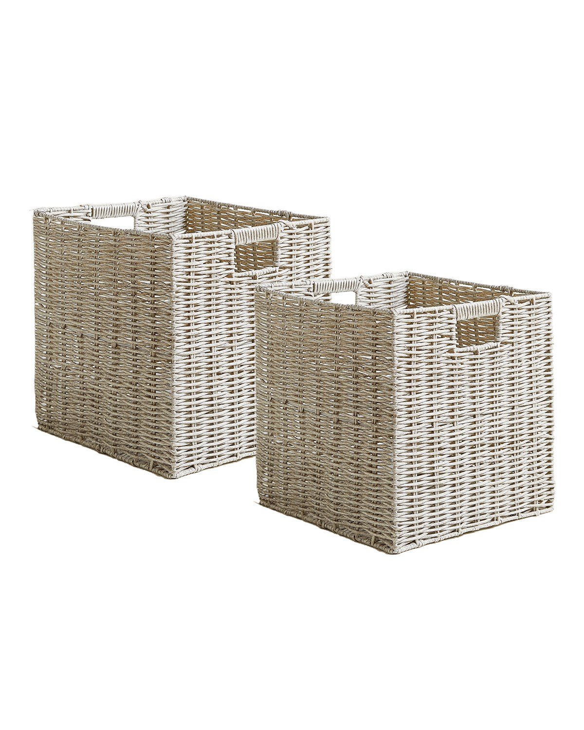 2'li Çocuk Odası Yıkanabilir Gri PP Rattan Sepet Set 33 x 33 x 33 cm