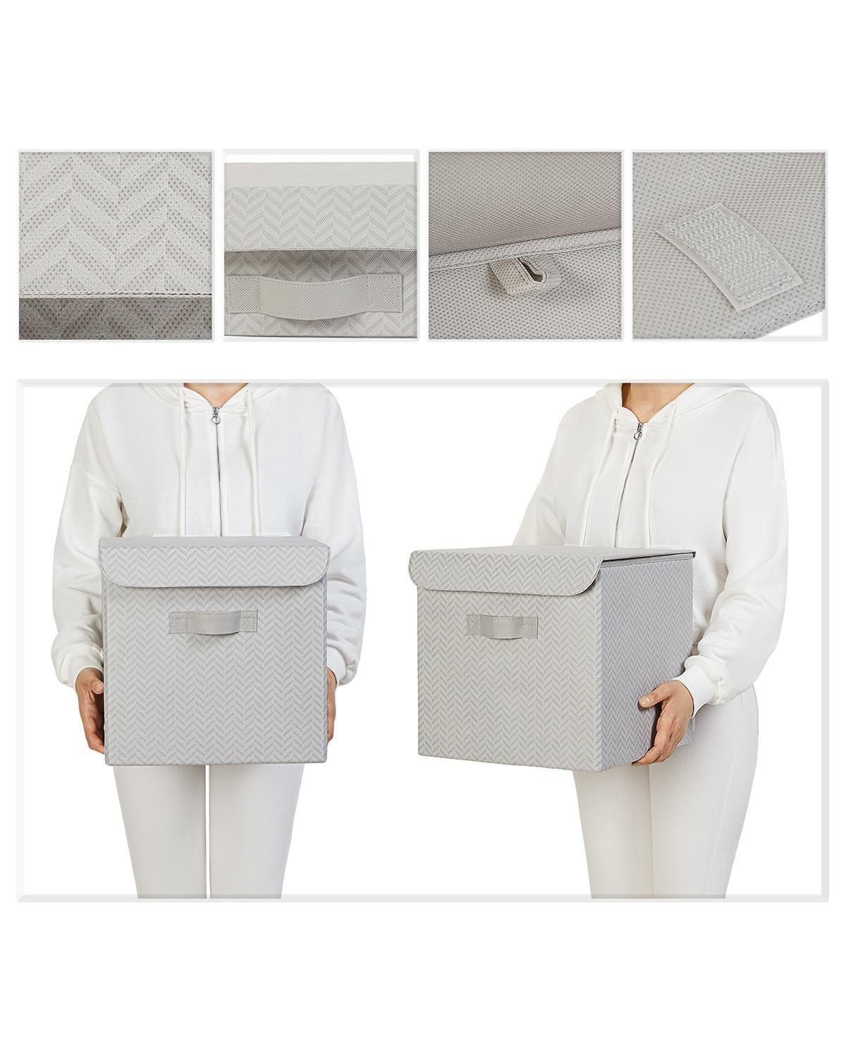 2'li Gri Balıksırtı Kapaklı Kutu Set 30 x 30 x 30 cm