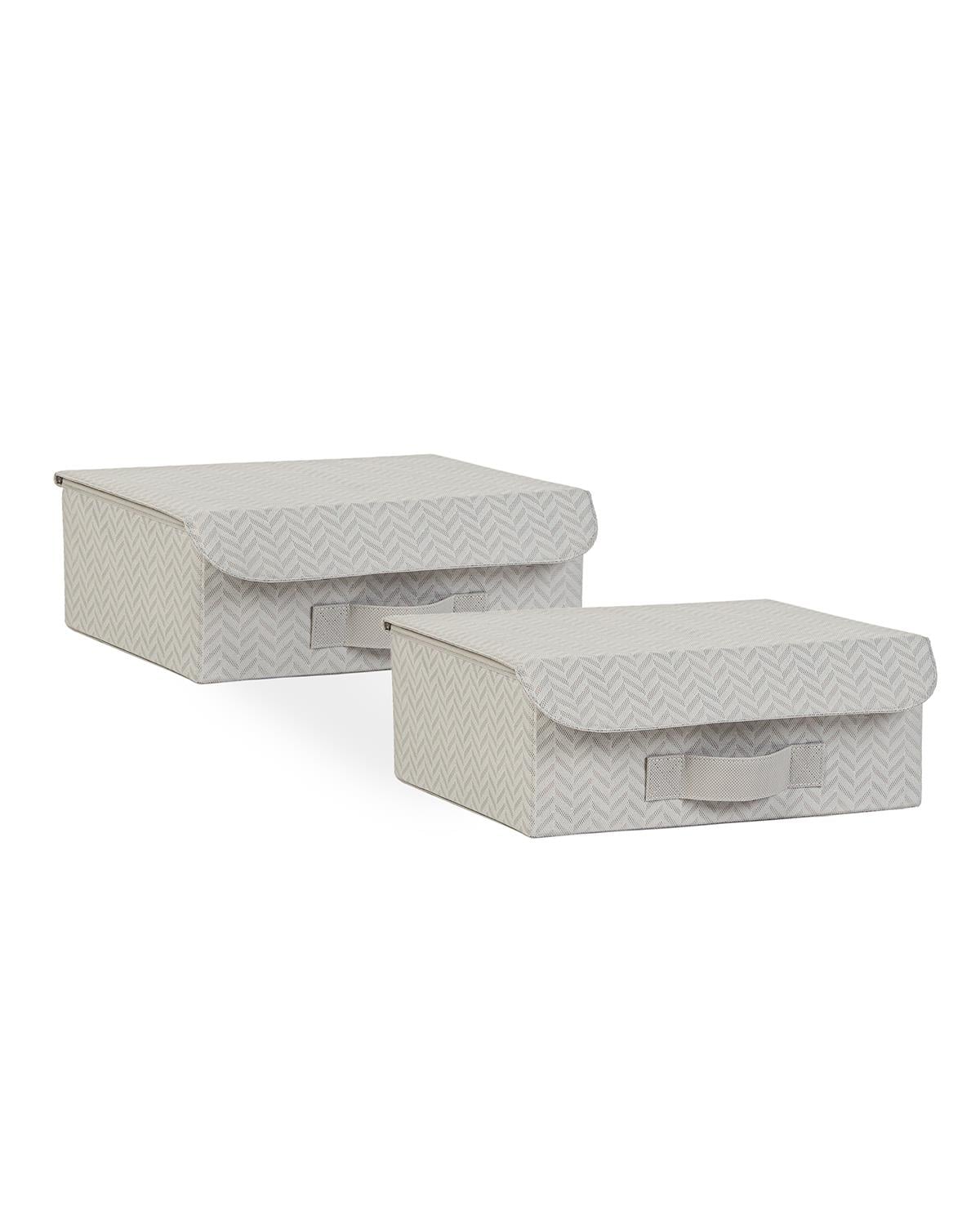 2'li Gri Balıksırtı Kapaklı Kutu Set 30 x 23 x 11 cm