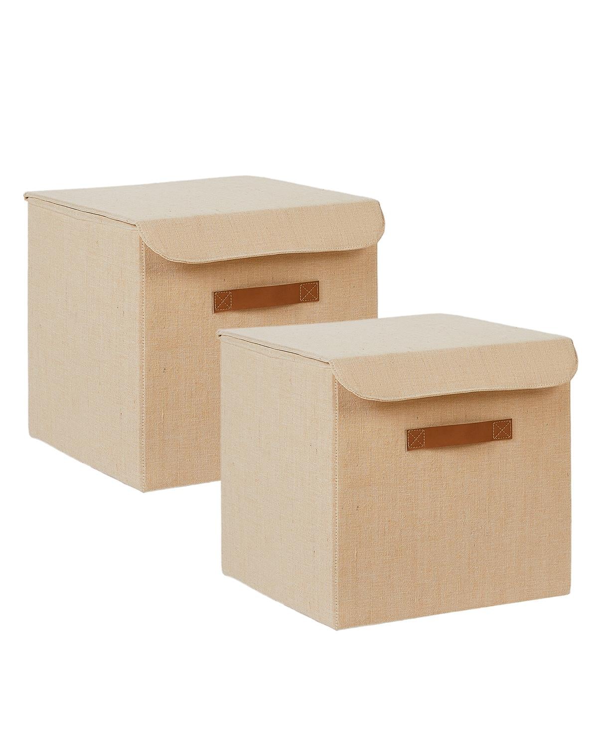 2'li Jüt Keten Kumaş Kutu Set 30 x 30 x 30 cm