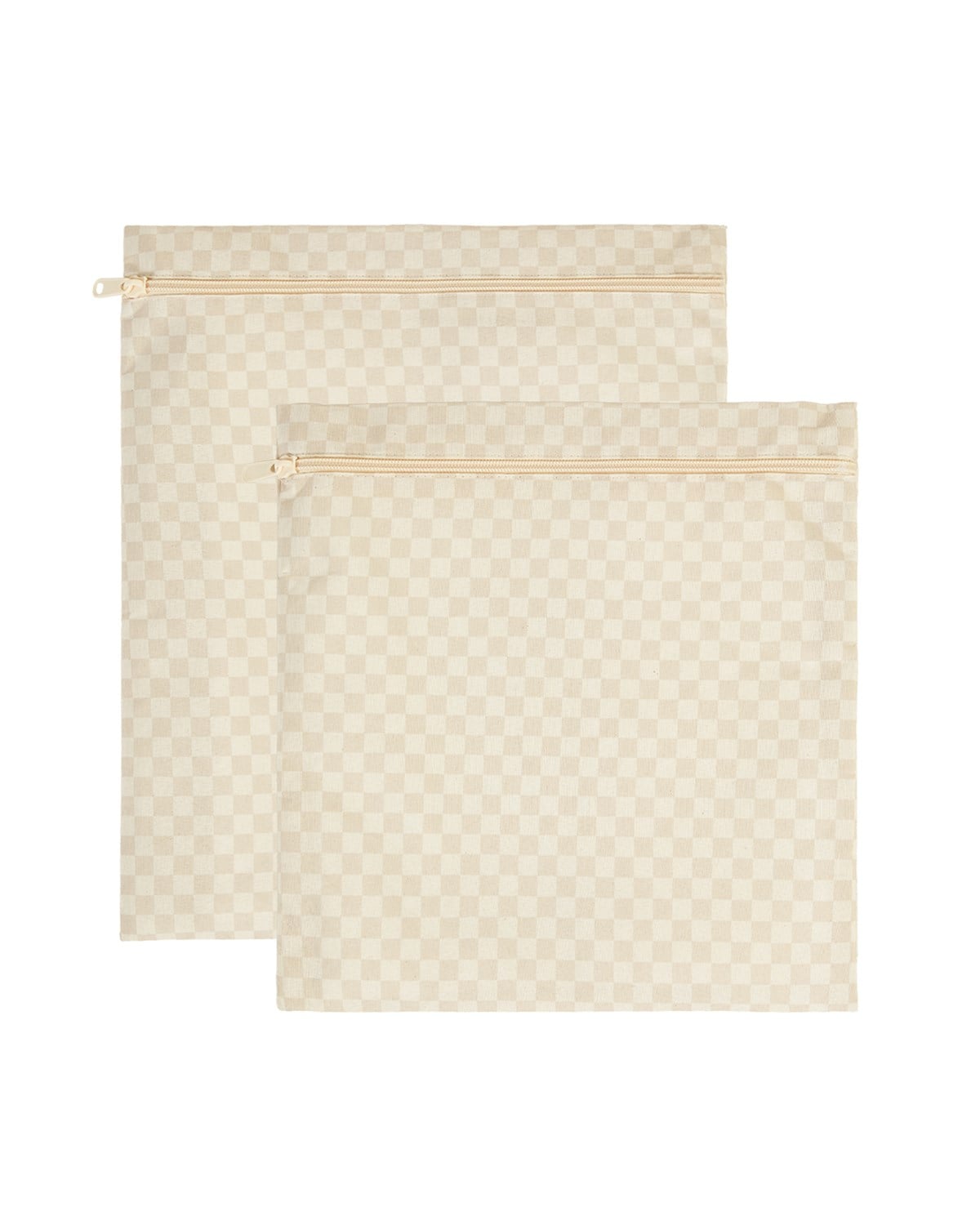 2'li Su Geçirmez Pvc Astarlı Bej Dama Desen Islak Kuru Çantası 28 x 30 / 30 x 36 cm