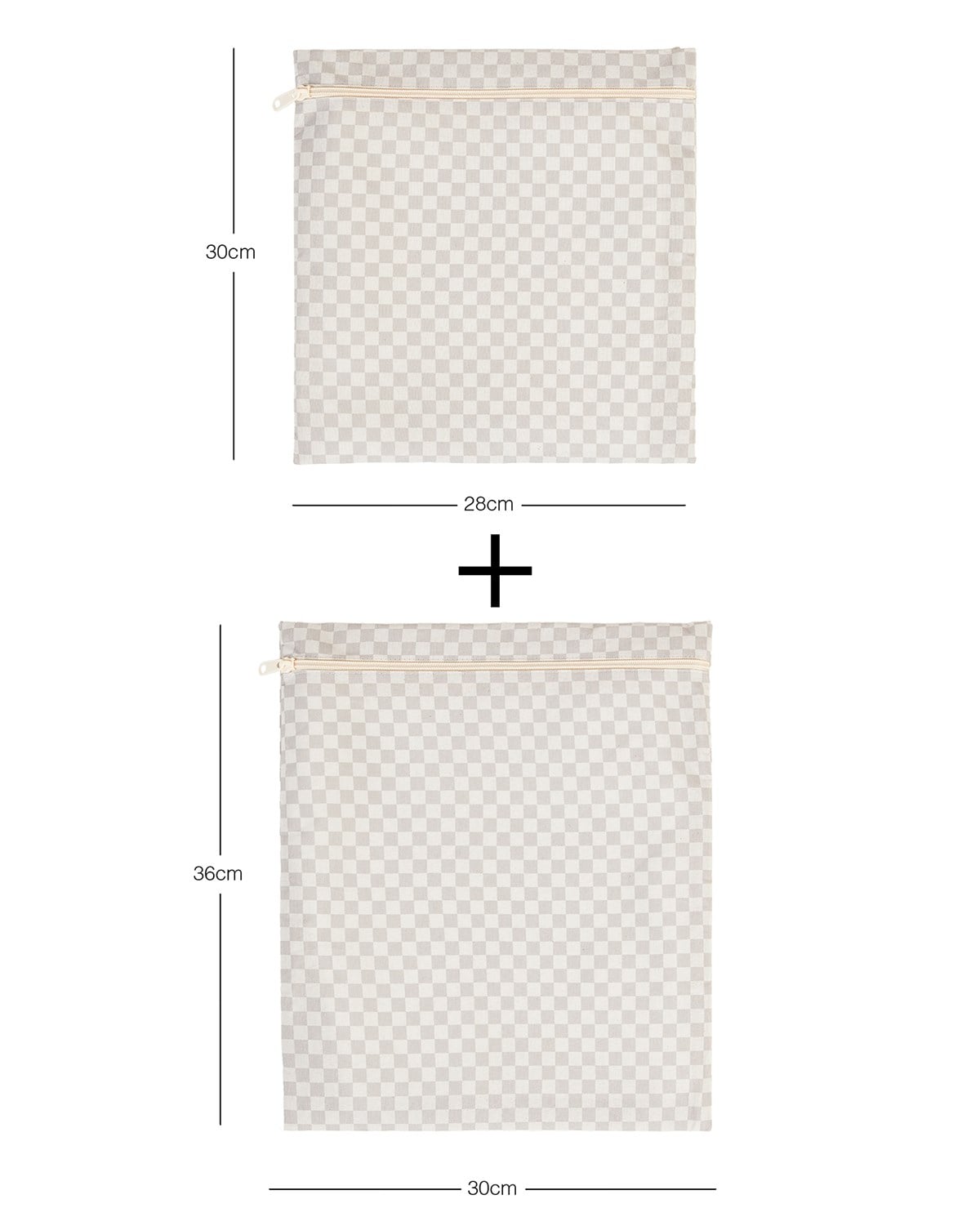 2'li Su Geçirmez Pvc Astarlı Gri Dama Desen Islak Kuru Çantası 28 x 30 / 30 x 36 cm
