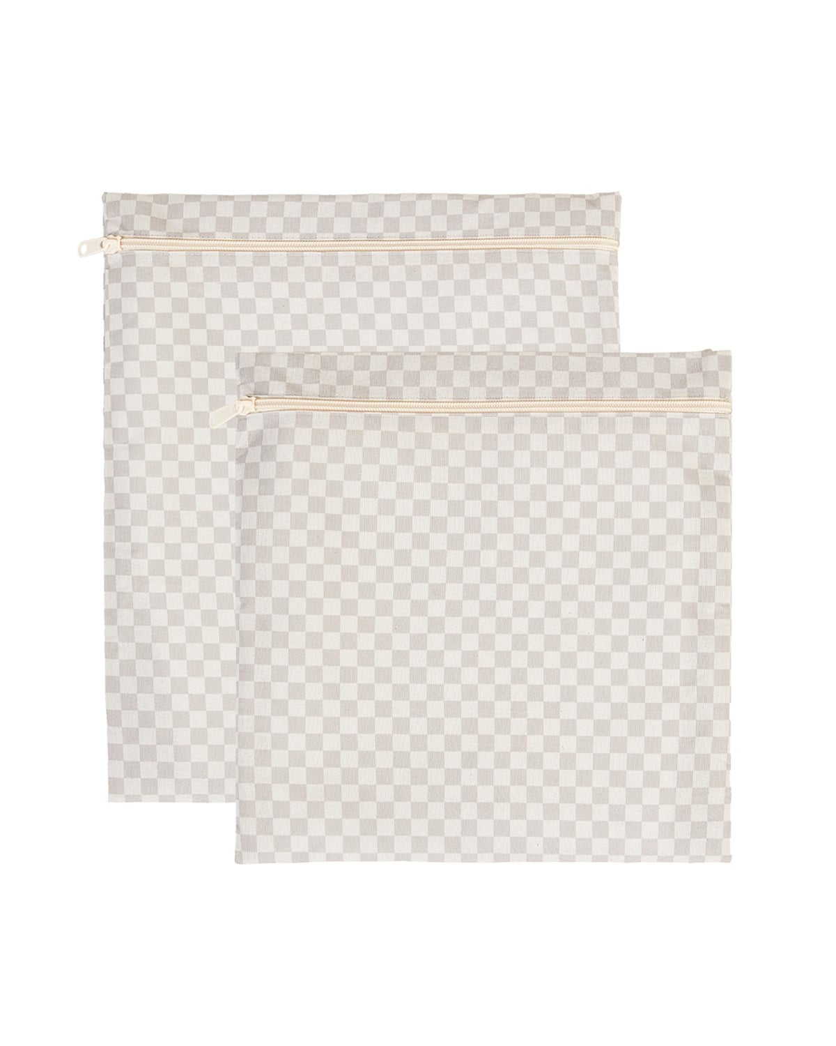 2'li Su Geçirmez Pvc Astarlı Gri Dama Desen Islak Kuru Çantası 28 x 30 / 30 x 36 cm