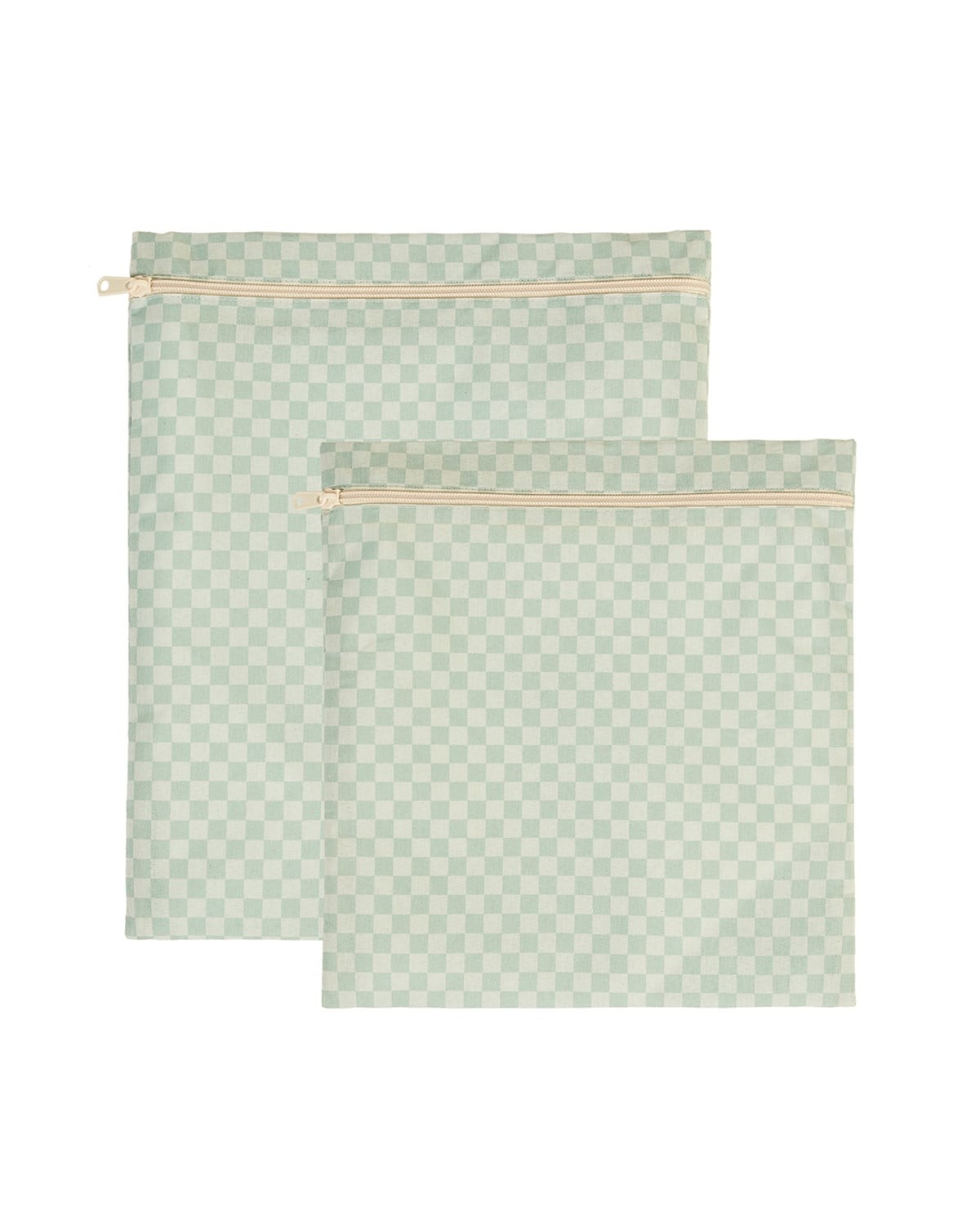 2'li Su Geçirmez Pvc Astarlı Mint Dama Desen Islak Kuru Çantası 28 x 30 / 30 x 36 cm