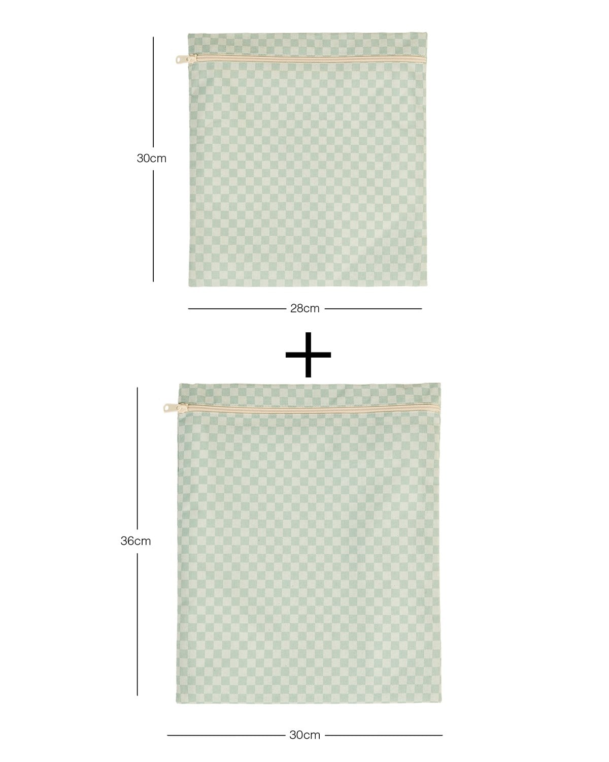 2'li Su Geçirmez Pvc Astarlı Mint Dama Desen Islak Kuru Çantası 28 x 30 / 30 x 36 cm
