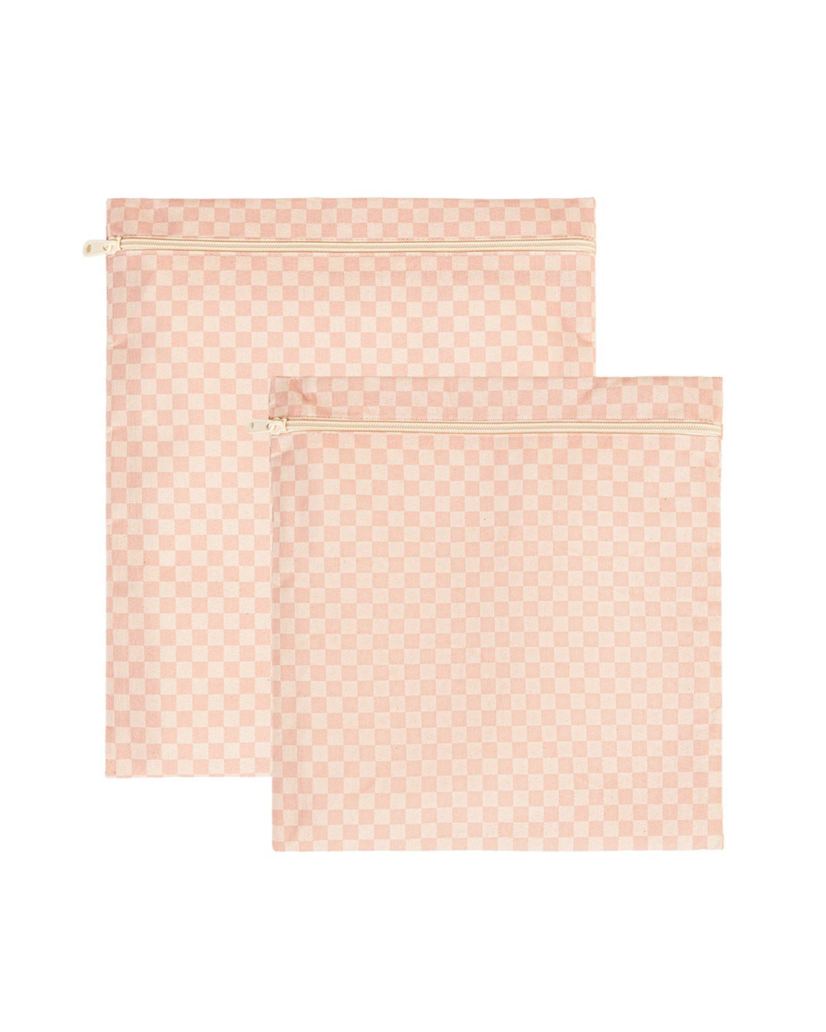 2'li Su Geçirmez Pvc Astarlı Pembe Dama Desen Islak Kuru Çantası 28 x 30 / 30 x 36 cm