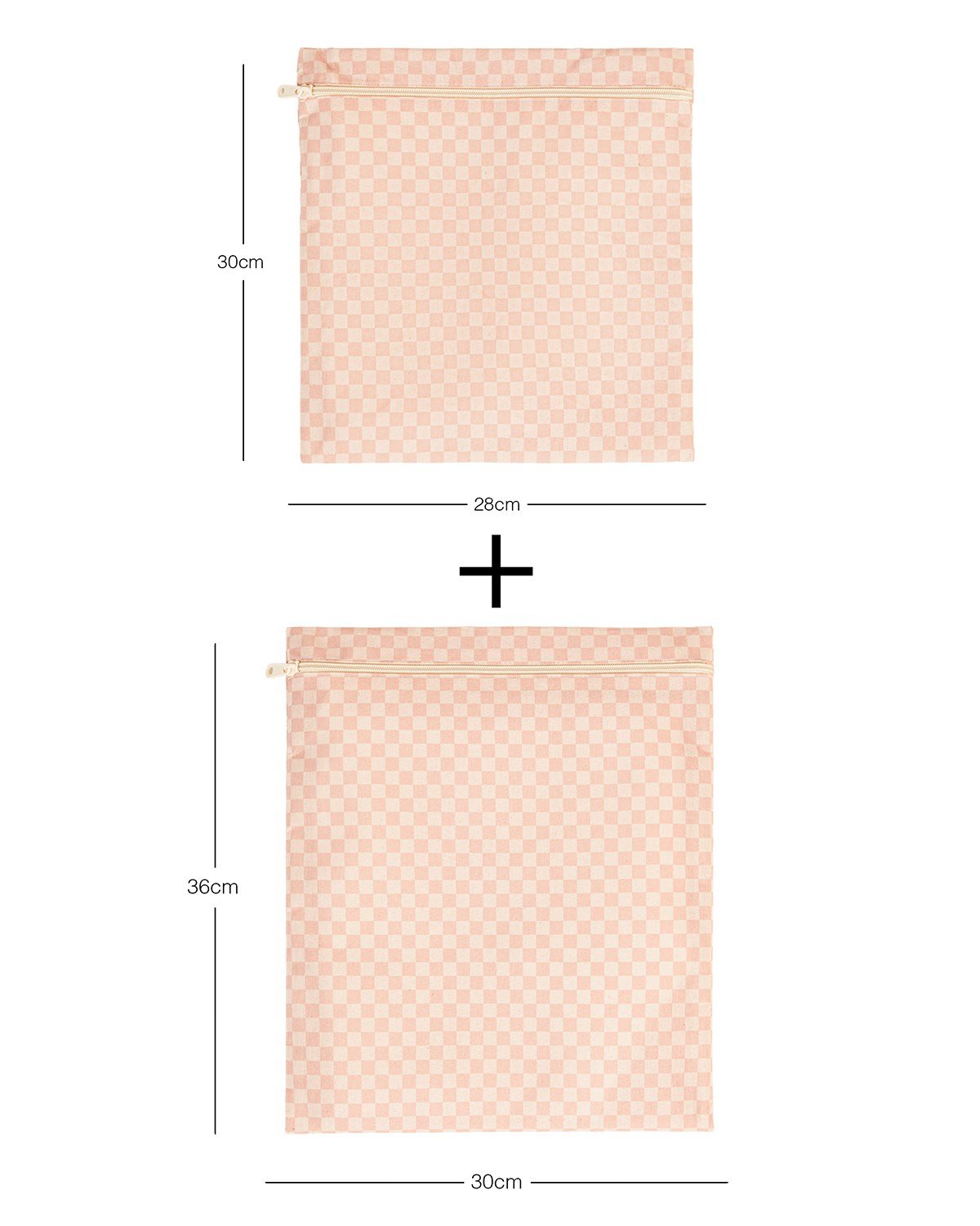 2'li Su Geçirmez Pvc Astarlı Pembe Dama Desen Islak Kuru Çantası 28 x 30 / 30 x 36 cm