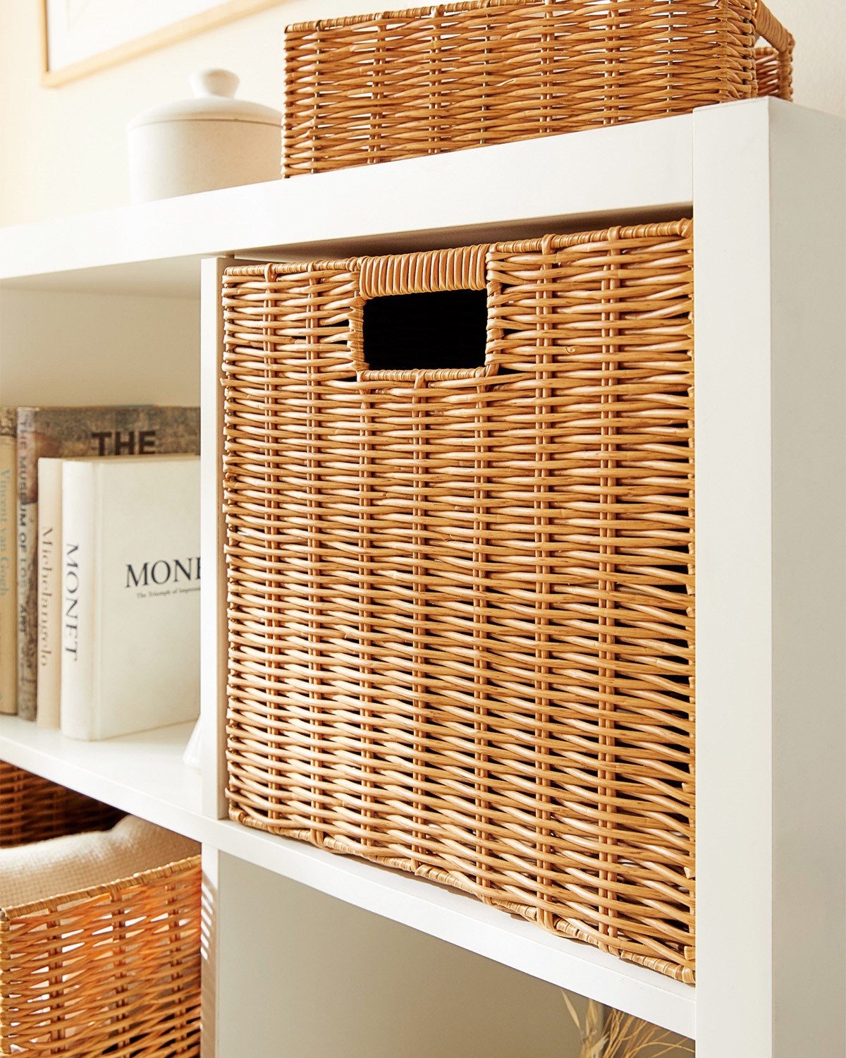 2'li Yıkanabilir Bej PP Rattan Sepet Set 33 x 33 x 33 cm