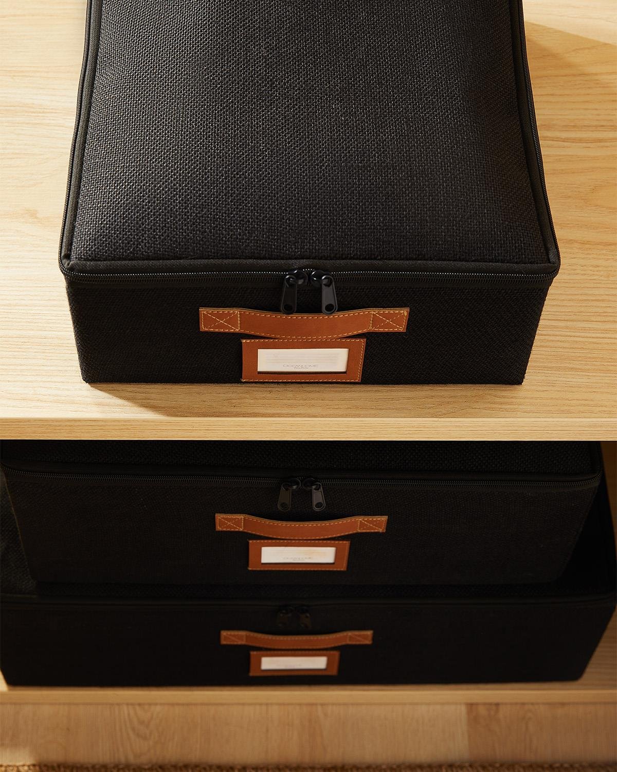 3'lü Siyah Renk Jüt Destekli Kutu Hurç Set 31 x 38 x 12 + 45 x 55 x 18 + 55 x 70 x 18 cm