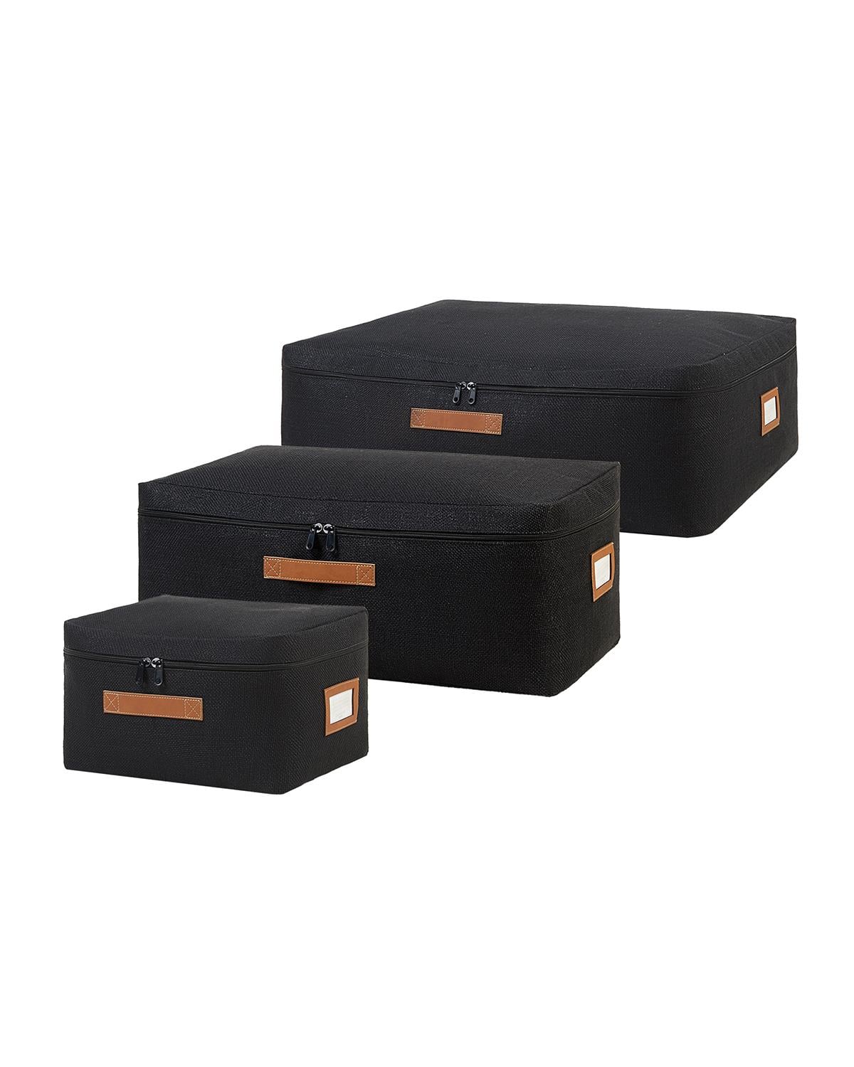 3'lü Siyah Renk Jüt Hurç Set 30 x 22 x 18 / 52 x 28 x 21 / 62 x 46 x 22 cm