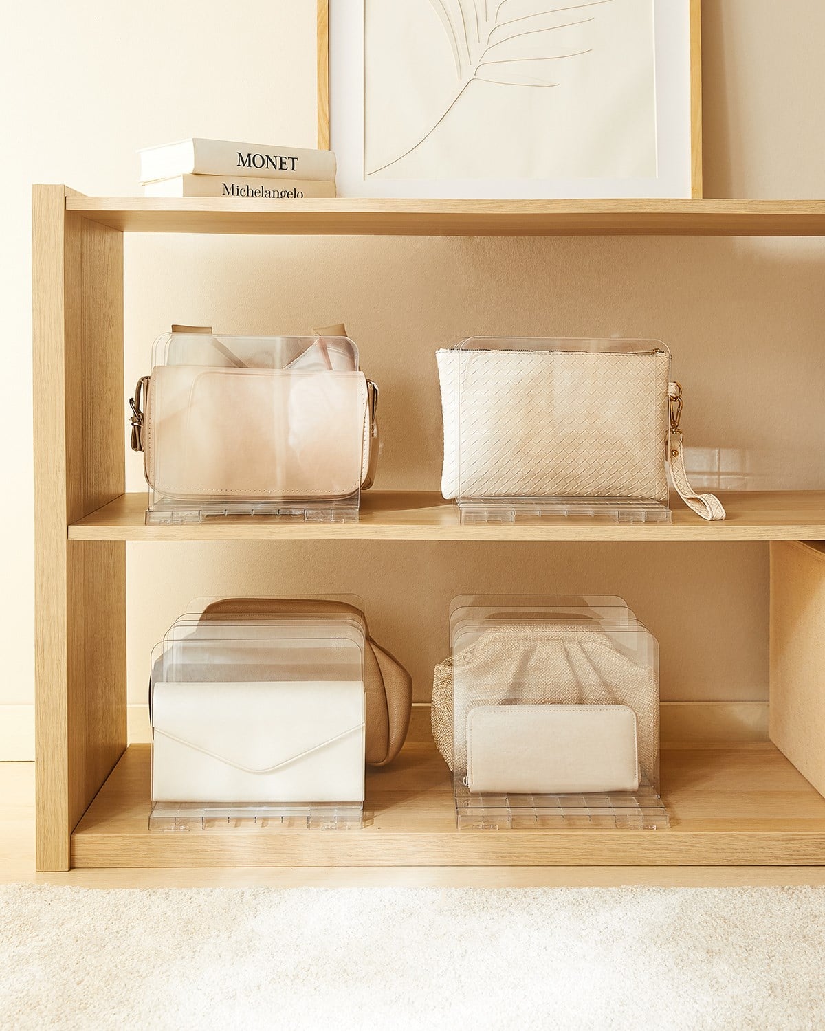 4'lü Ayarlanabilir 4 Bölmeli Şeffaf Raf Düzenleyici Set 36 x 24 x 21 cm