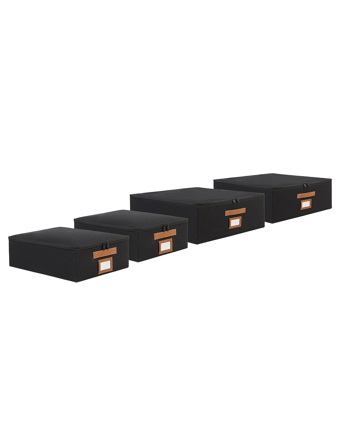 4'lü Siyah Renk Jüt Destekli Kutu Hurç Set 2 Adet 31 x 38 x 12 + 45 x 55 x 18 cm
