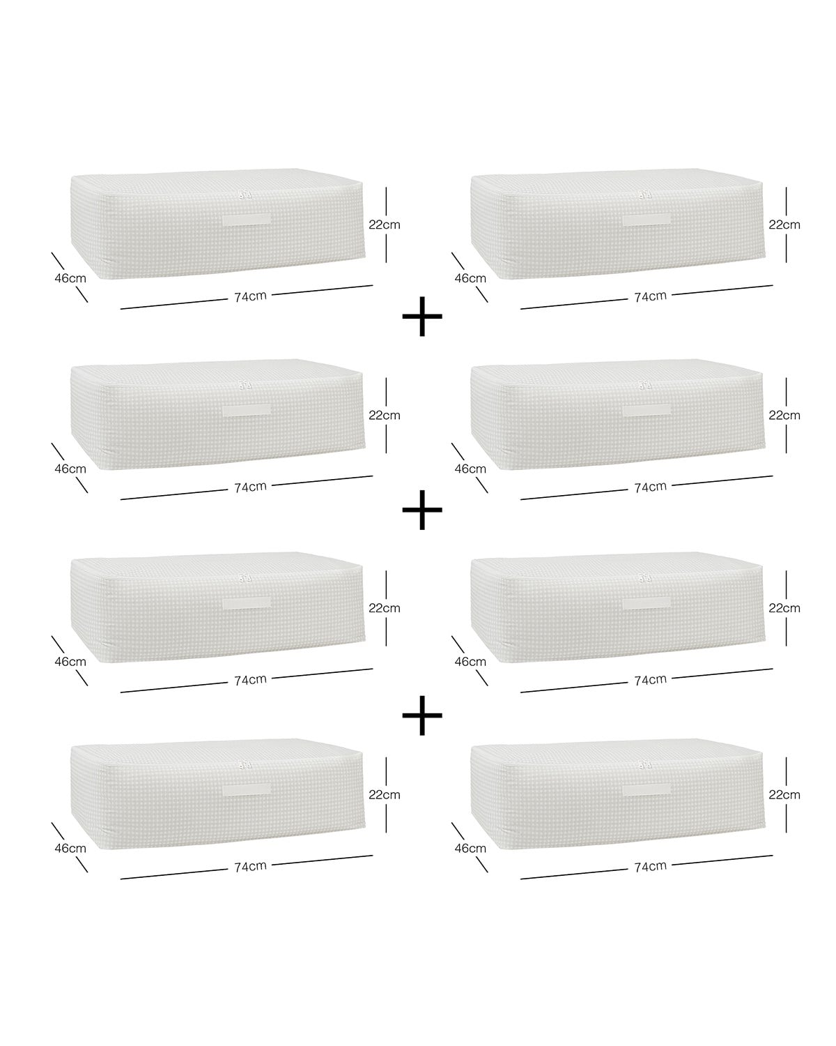 8'li Mega Boy Gri Pötikare Baza Altı Hurç Set 74 x 46 x 22 cm