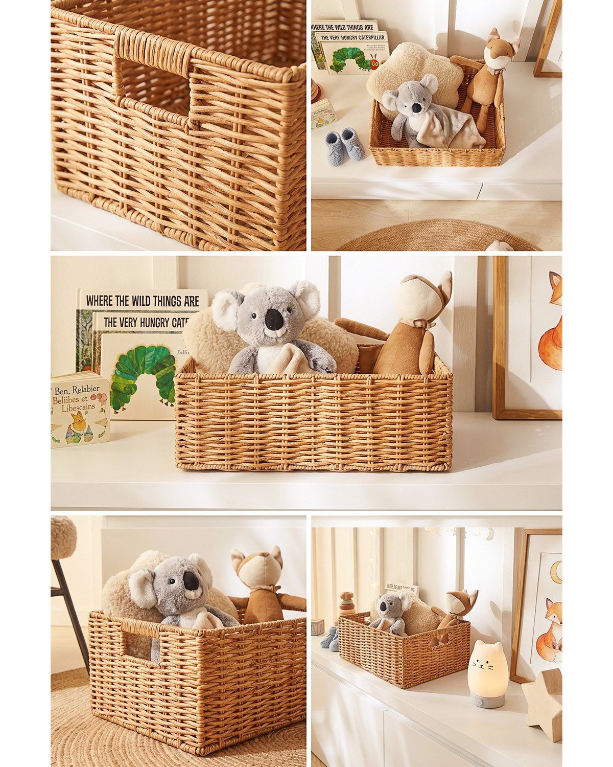 Çocuk Odası Yıkanabilir Bej PP Rattan Sepet 36 x 26 x 12 cm