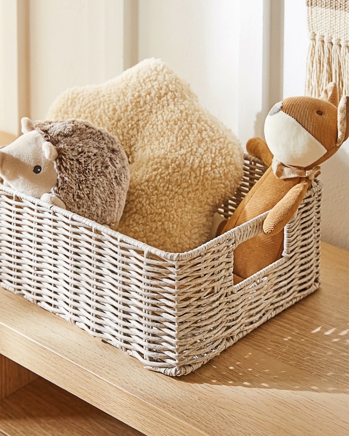 Çocuk Odası Yıkanabilir Gri PP Rattan Sepet 36 x 26 x 12 cm