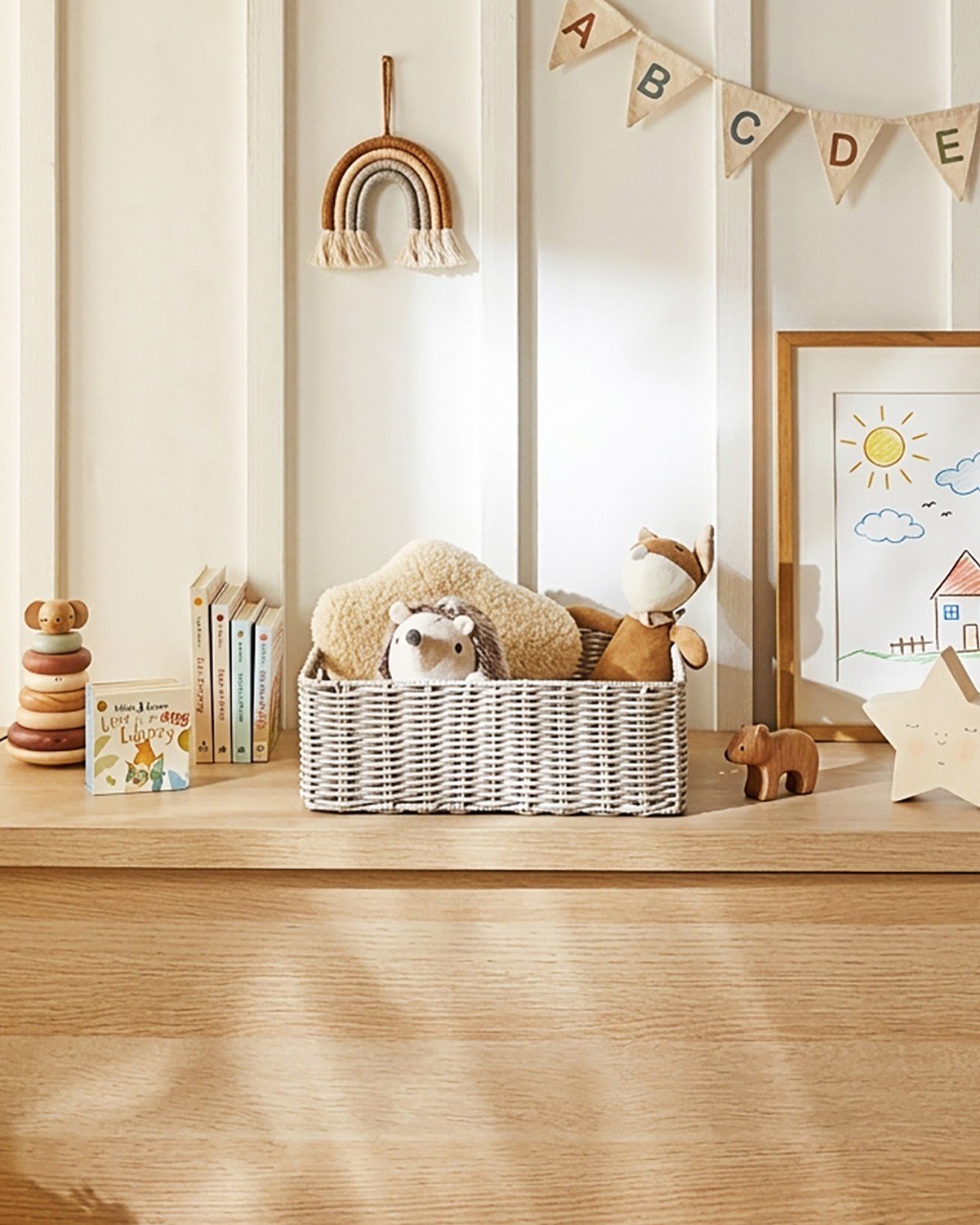 Çocuk Odası Yıkanabilir Gri PP Rattan Sepet 36 x 26 x 12 cm