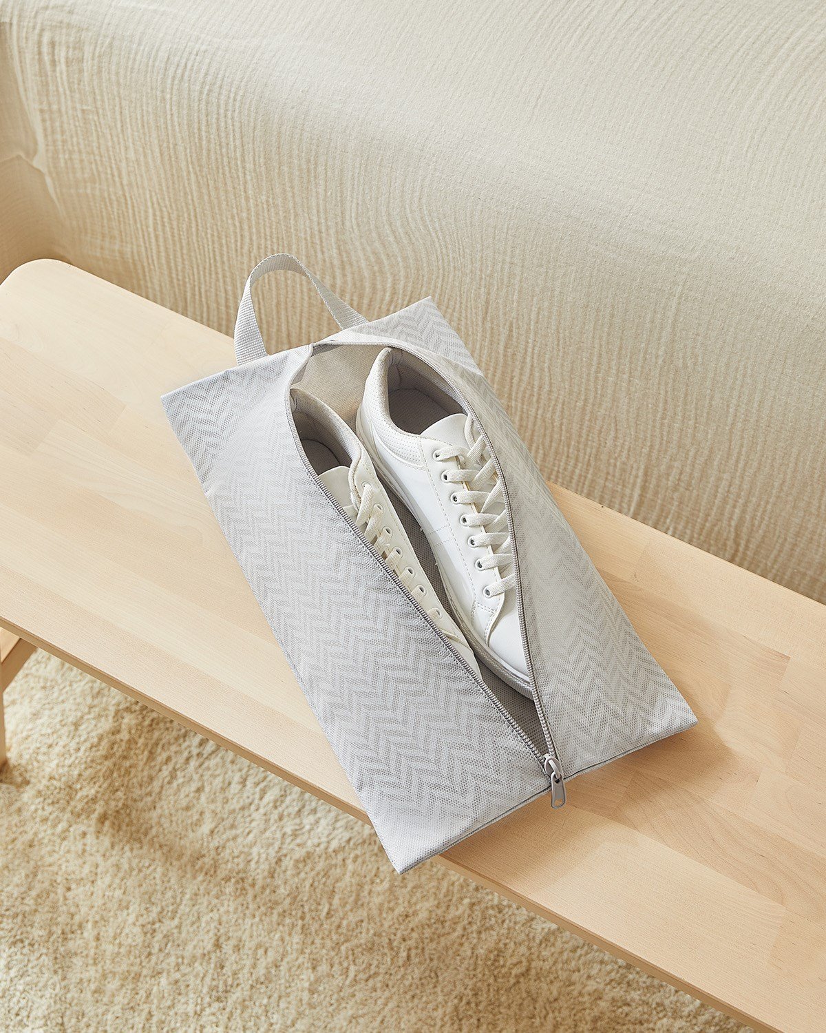 Gri Balıksırtı Ayakkabı Düzenleyici Taşıma Çantası 22 x 40 x 9 cm