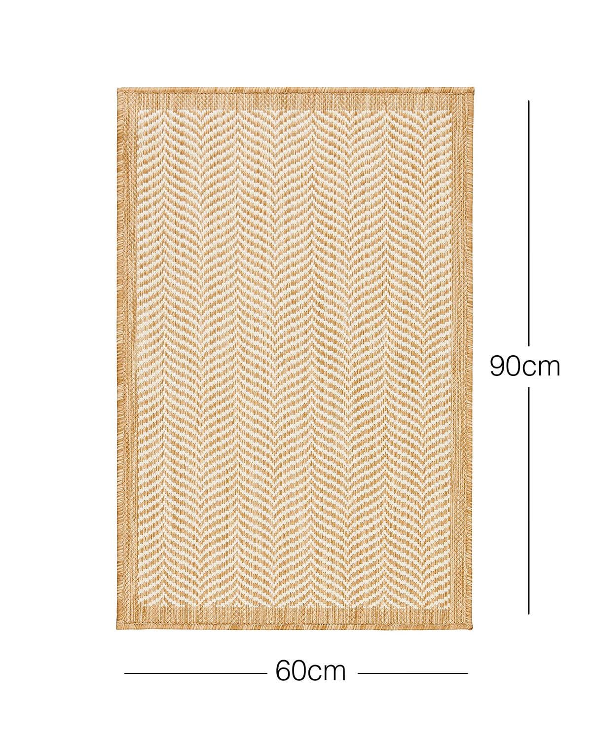 Leke Tutmaz İç Dış Mekan Bej Renk Balıksırtı Paspas 60 x 90 cm