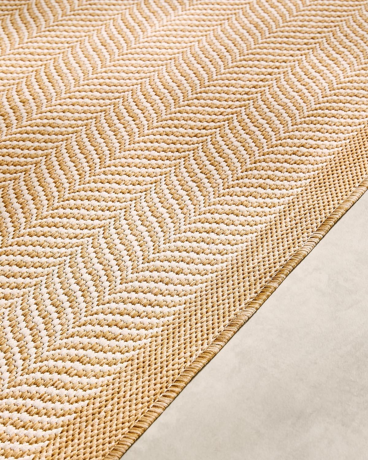 Leke Tutmaz İç Dış Mekan Bej Renk Balıksırtı Halı Kilim 80 x 150 cm