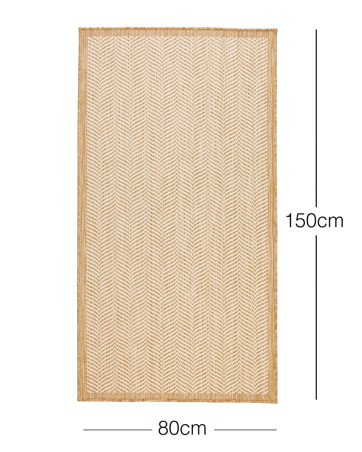 Leke Tutmaz İç Dış Mekan Bej Renk Balıksırtı Halı Kilim 80 x 150 cm