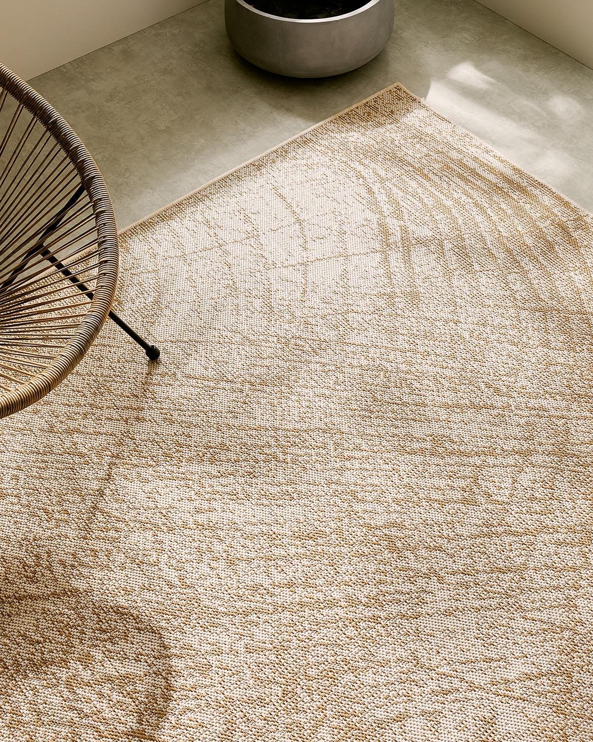 Leke Tutmaz İç Dış Mekan Bej Renk Desenli Halı Kilim 160 x 230 cm