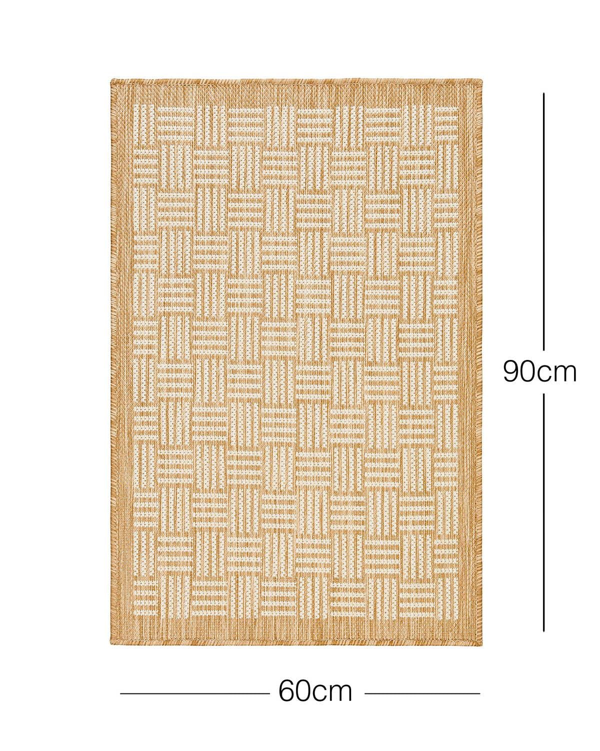 Leke Tutmaz İç Dış Mekan Bej Renk Hasır Desenli Paspas 60 x 90 cm