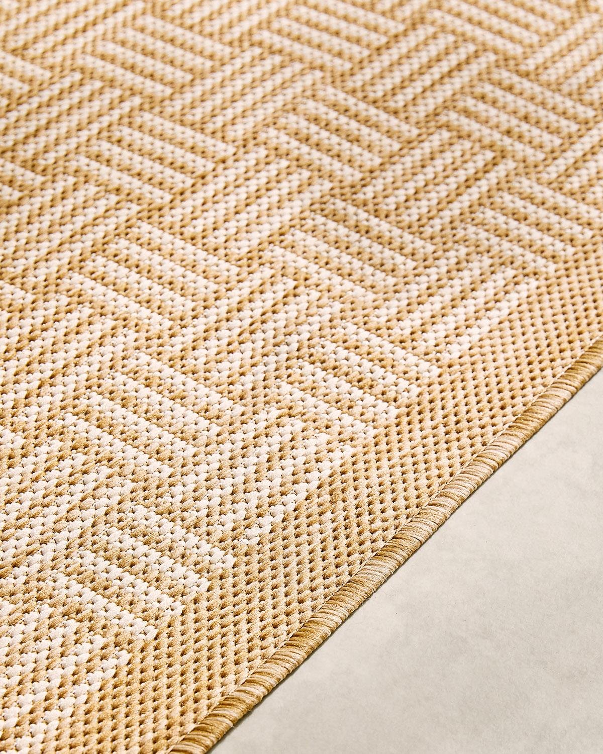 Leke Tutmaz İç Dış Mekan Bej Renk Hasır Desenli Halı Kilim 160 x 230 cm