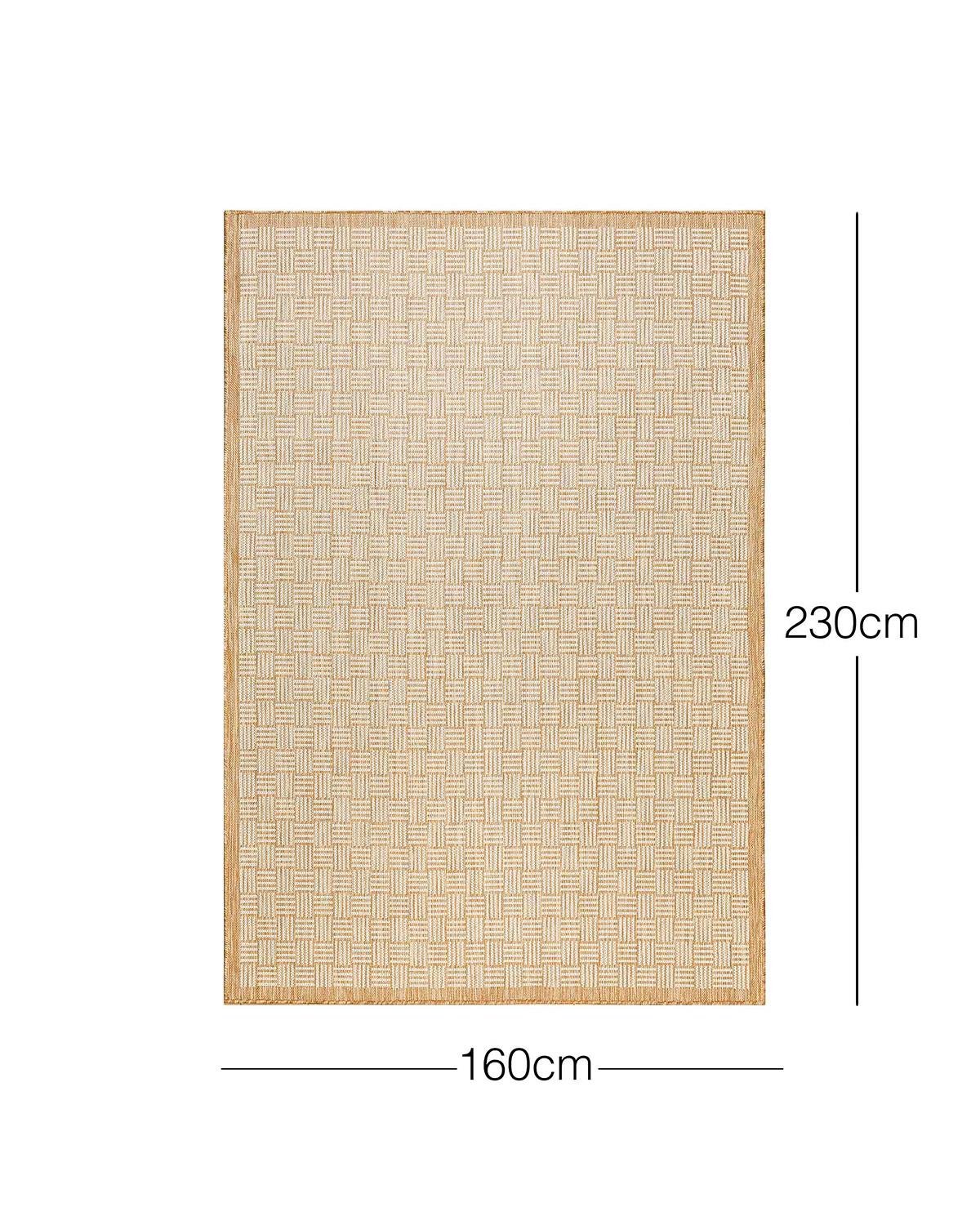 Leke Tutmaz İç Dış Mekan Bej Renk Hasır Desenli Halı Kilim 160 x 230 cm