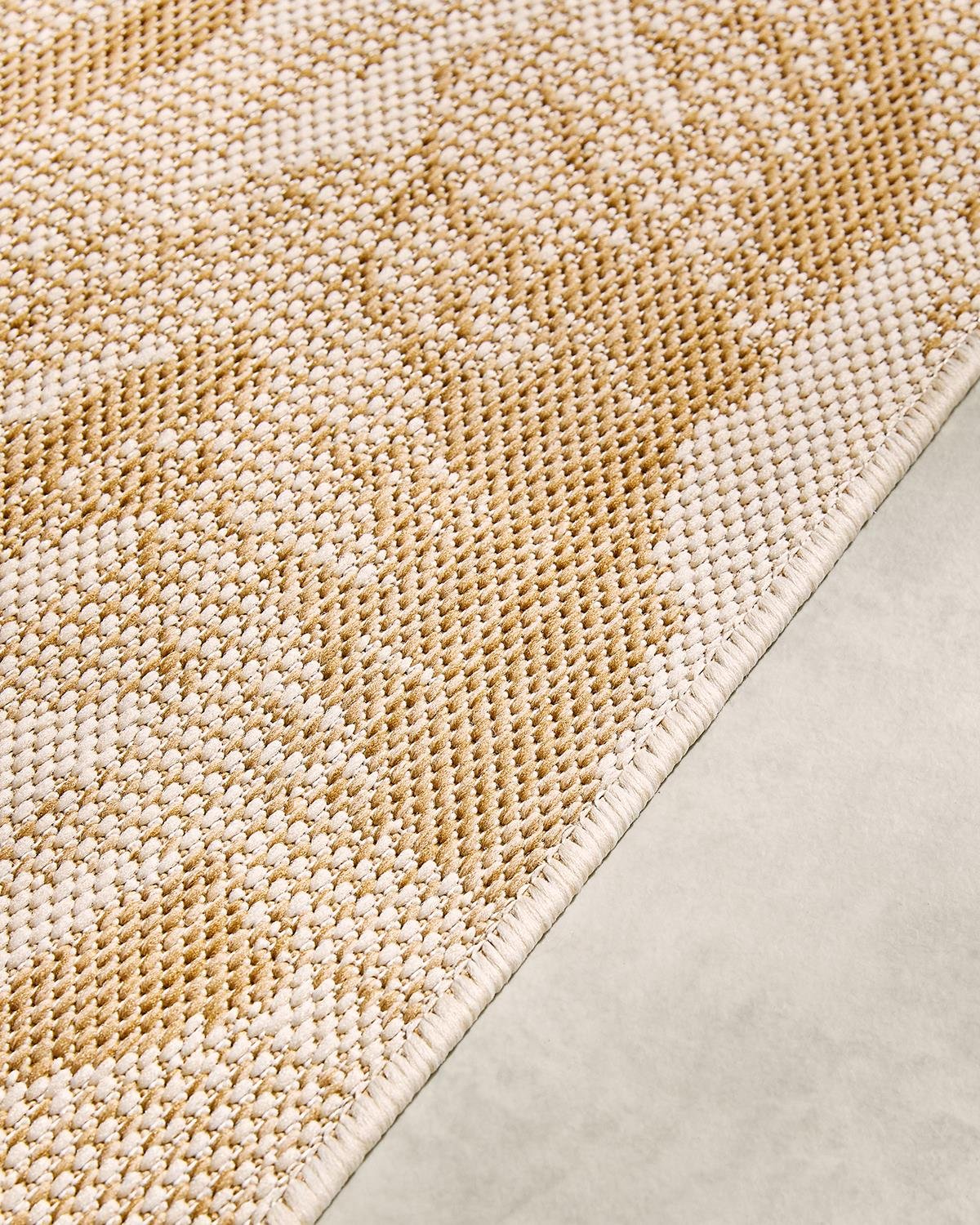 Leke Tutmaz İç Dış Mekan Bej Renk Tropikal Desenli Halı Kilim 160 x 230 cm