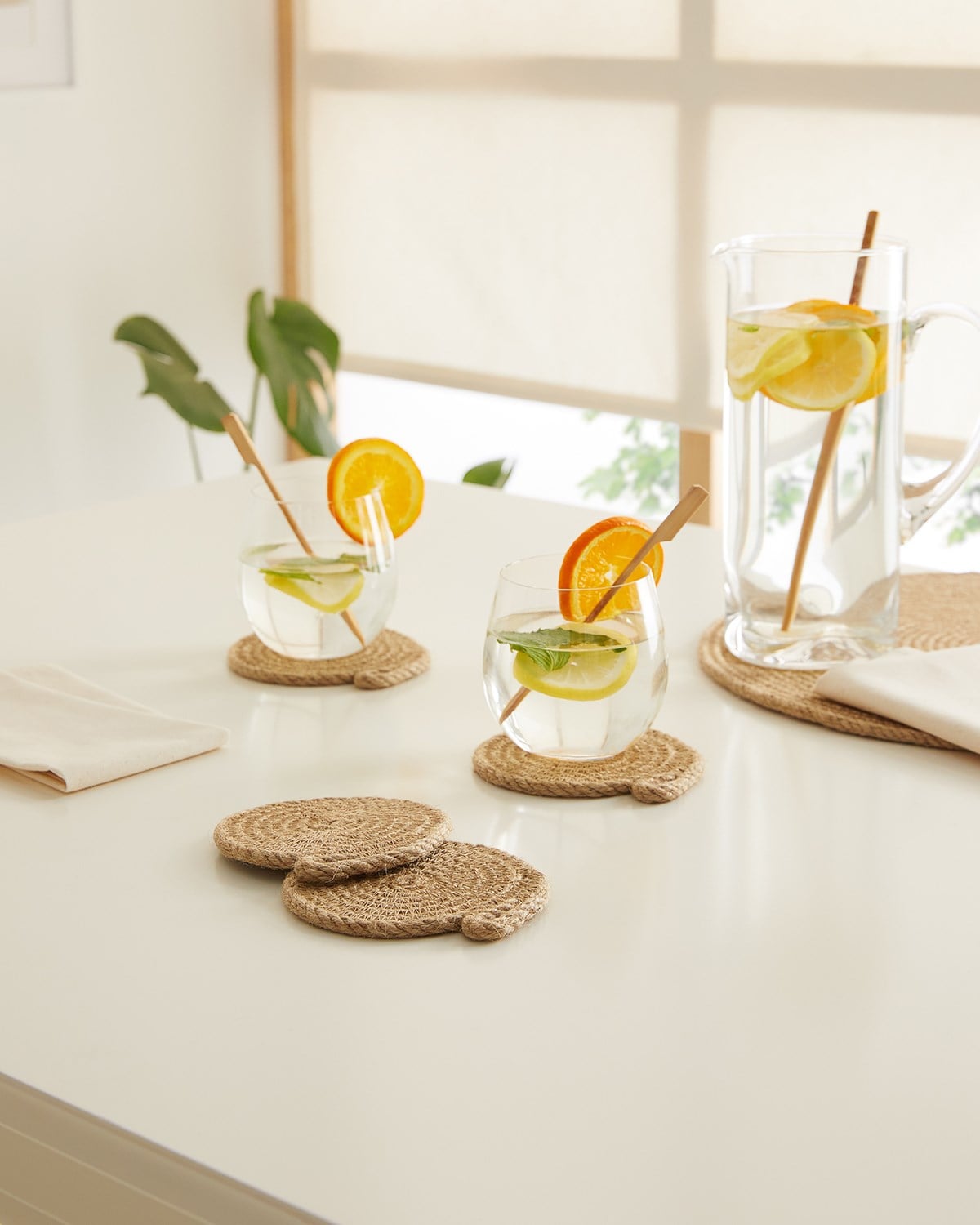 Ocean Home 4'lü Jüt Halat Bardak Altlığı